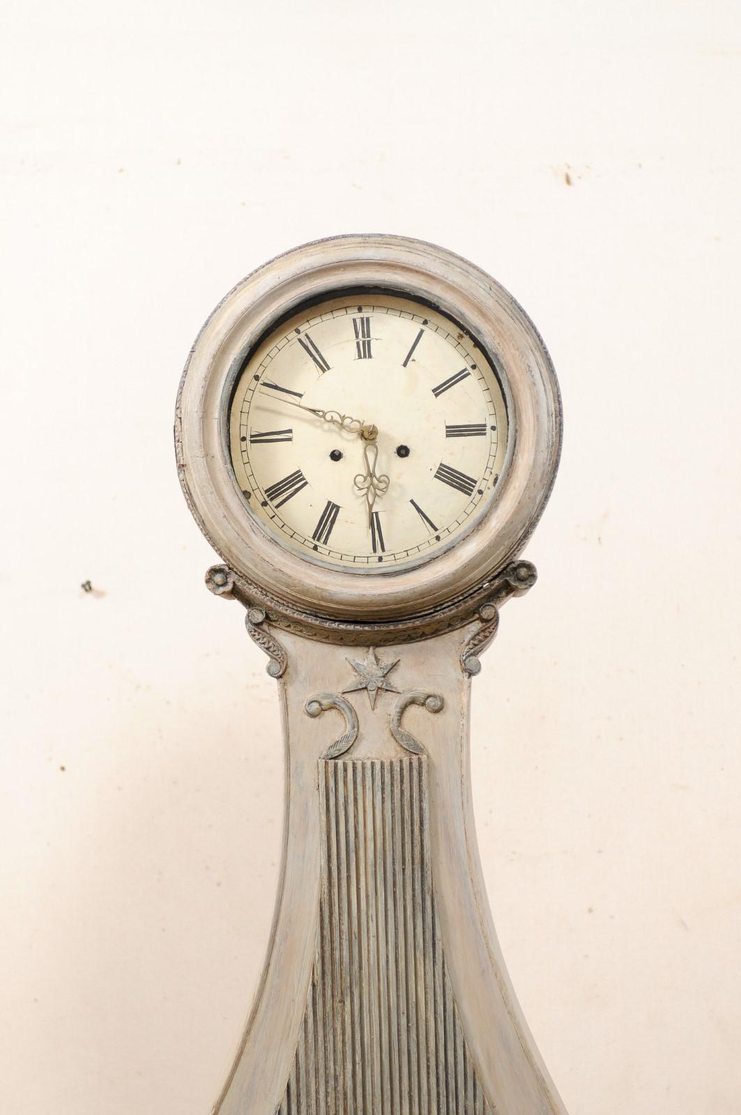 19th Century Fryksdahl Painted and Carved Wooden Floor Clock, Sweden For Sale 3