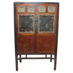 19th Century Fujian Province Cabinet – Cypress Wood carved Scenes