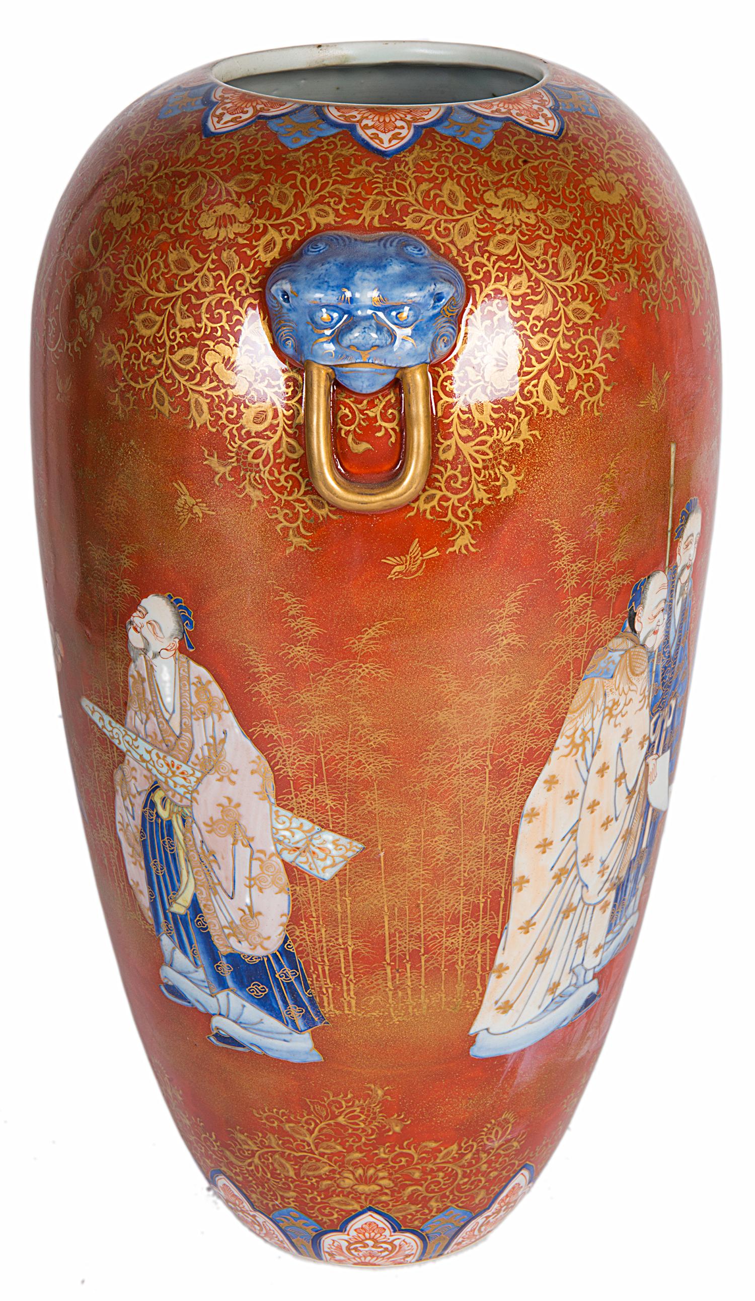 Jarrón Fukagawa del siglo XIX Japonés en venta