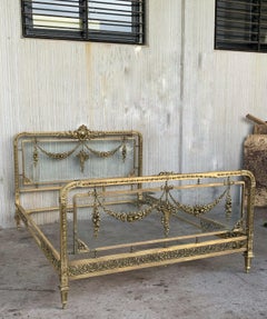 19th Century Full Bedroom French Belle Époque Bronze Iron Brass and Glass