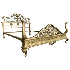 Antique 19th Century Full Bedroom French Belle Époque Bronze Iron Brass and Glass