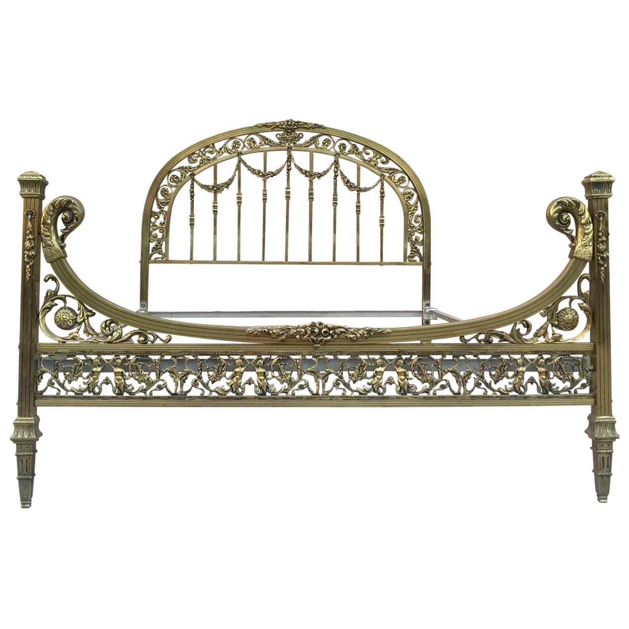 19th Century Full Bedroom French Belle Époque Bronze Iron Brass and Glass