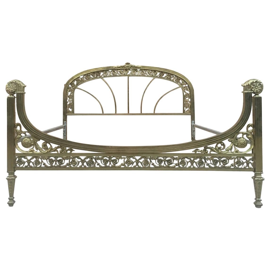 19th Century Full Bedroom French Belle Époque Bronze Iron Brass and Glass