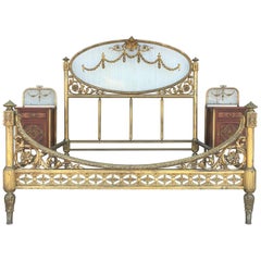 19th Century Full Bedroom Set French Belle Époque Bronze Iron Brass and Glass