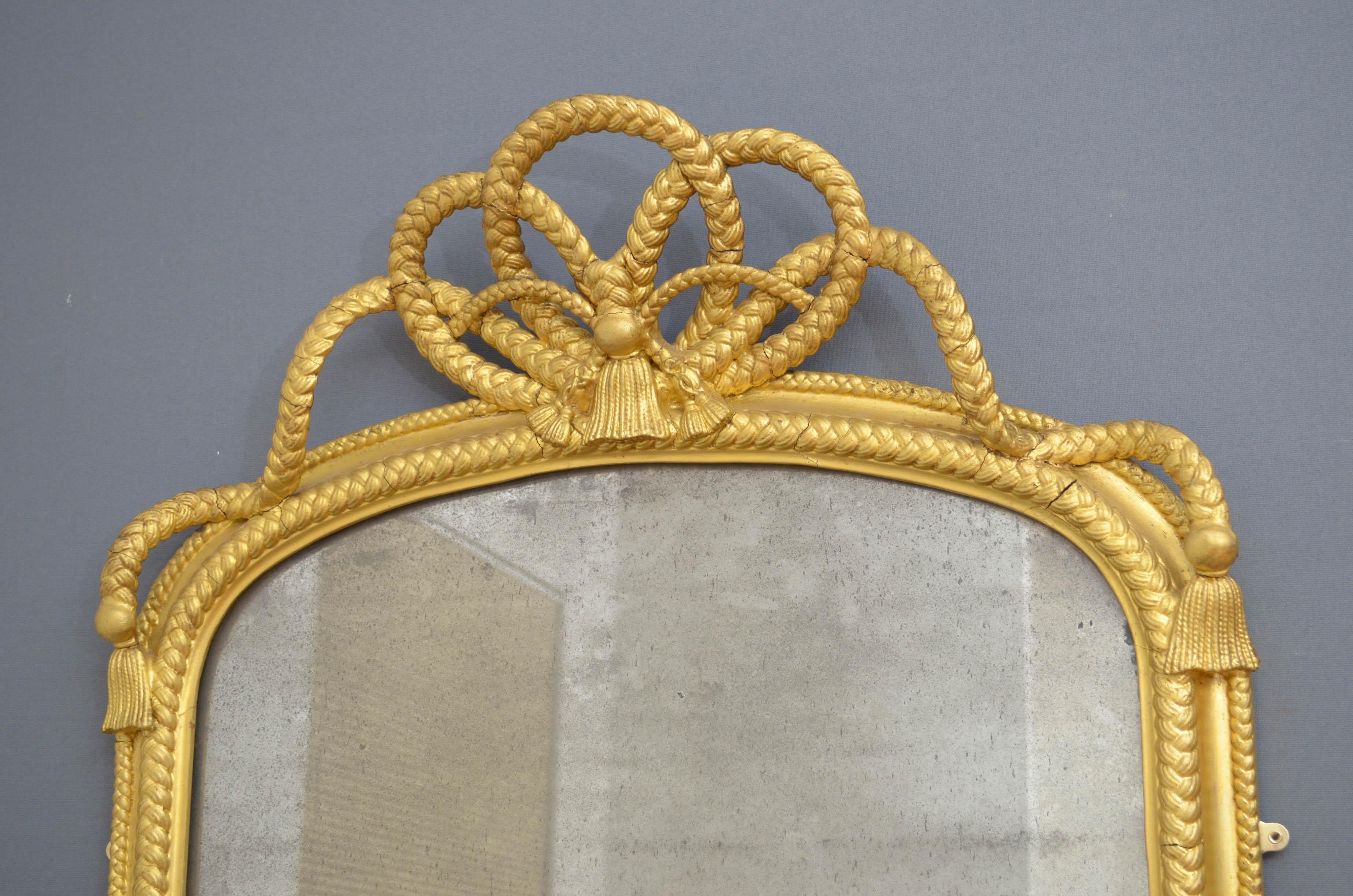 miroir en bois doré pleine longueur du 19ème siècle H75″ Bon état - En vente à Whaley Bridge, GB