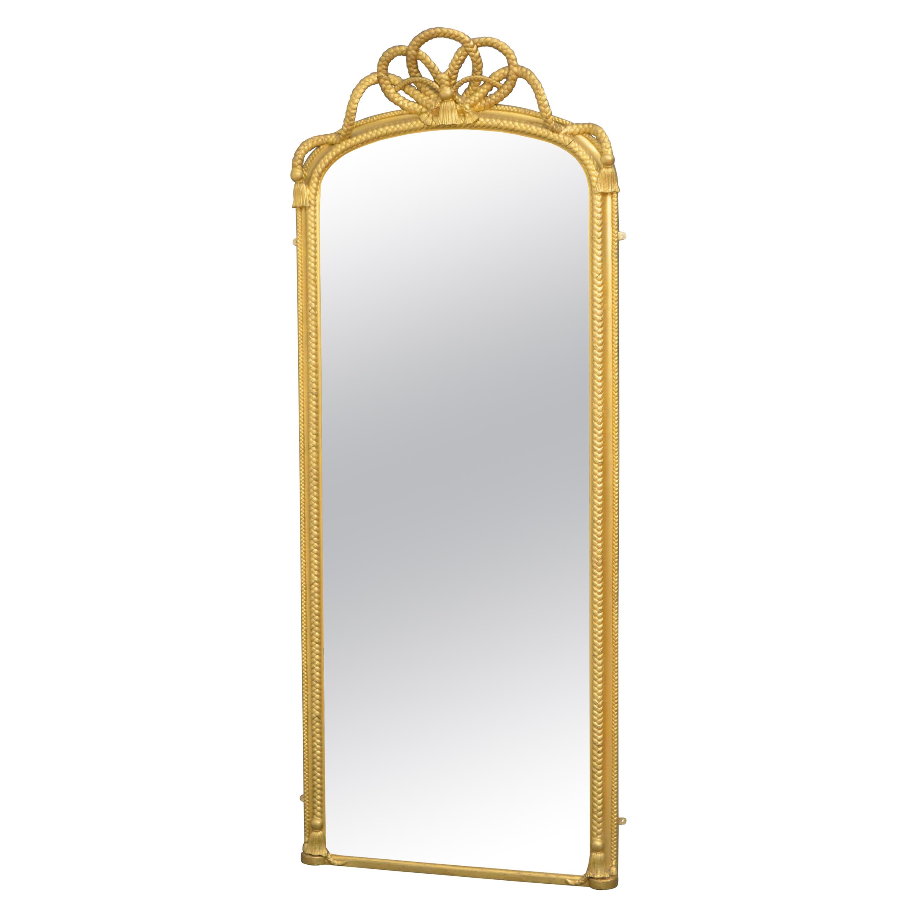 miroir en bois doré pleine longueur du 19ème siècle H75″ en vente