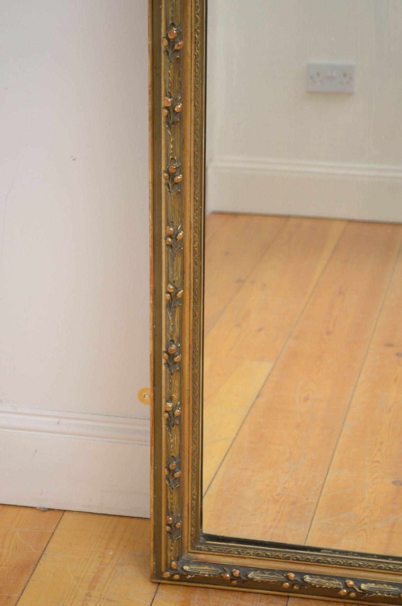 19th Century Full Length / Leaner Giltwood Mirror H221cm In Good Condition For Sale In Whaley Bridge, GB