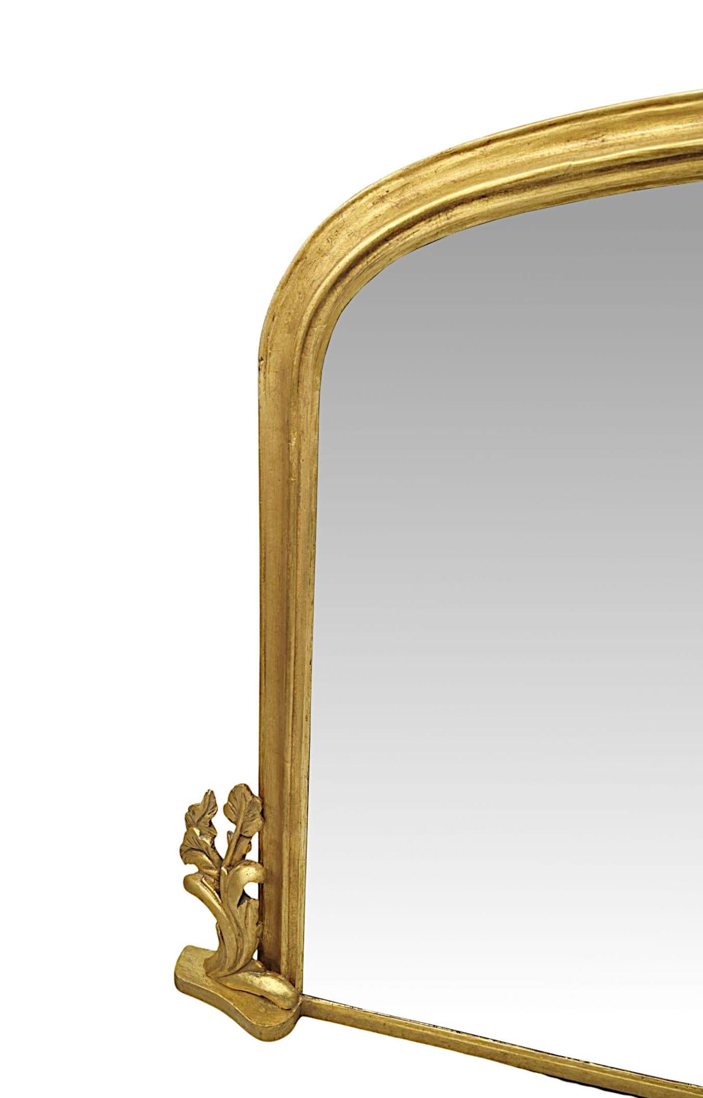 Siglo XIX Totalmente Restaurado  Espejo Overmantel Archtop Giltwood Inglés en venta