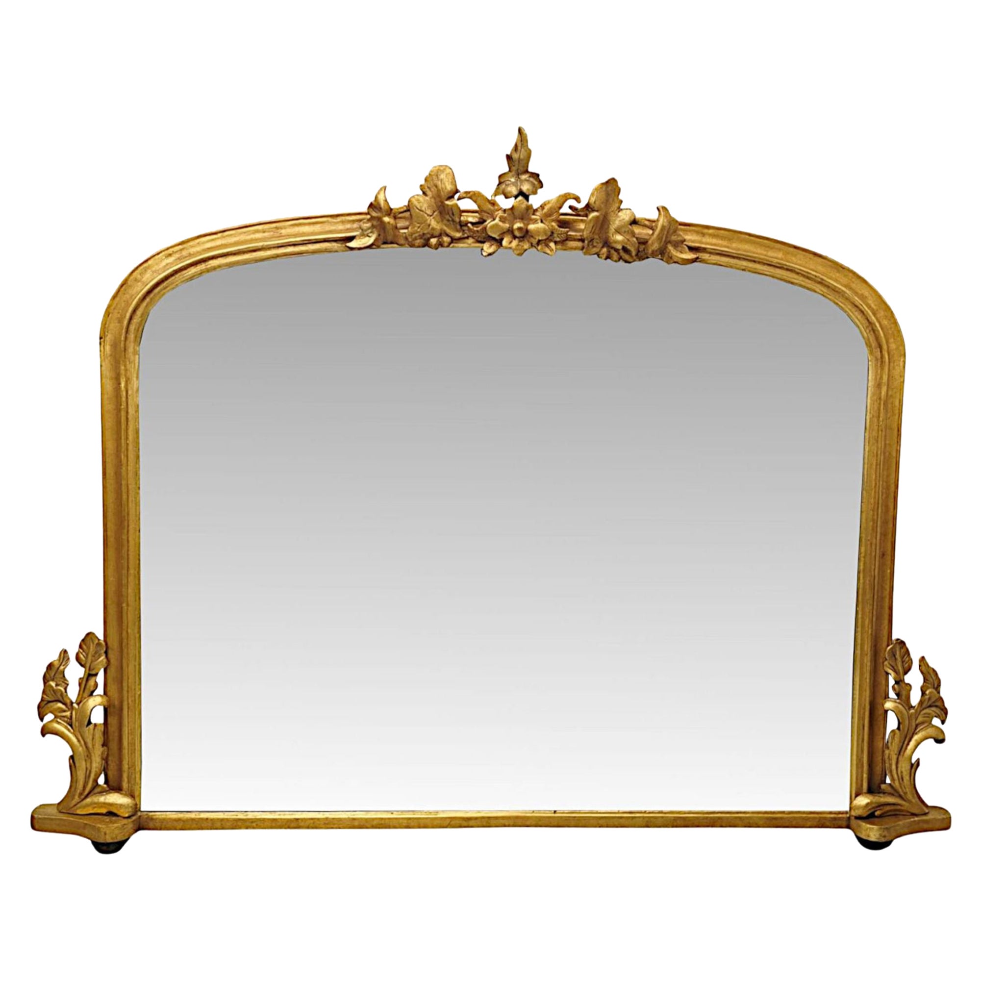 Siglo XIX Totalmente Restaurado  Espejo Overmantel Archtop Giltwood