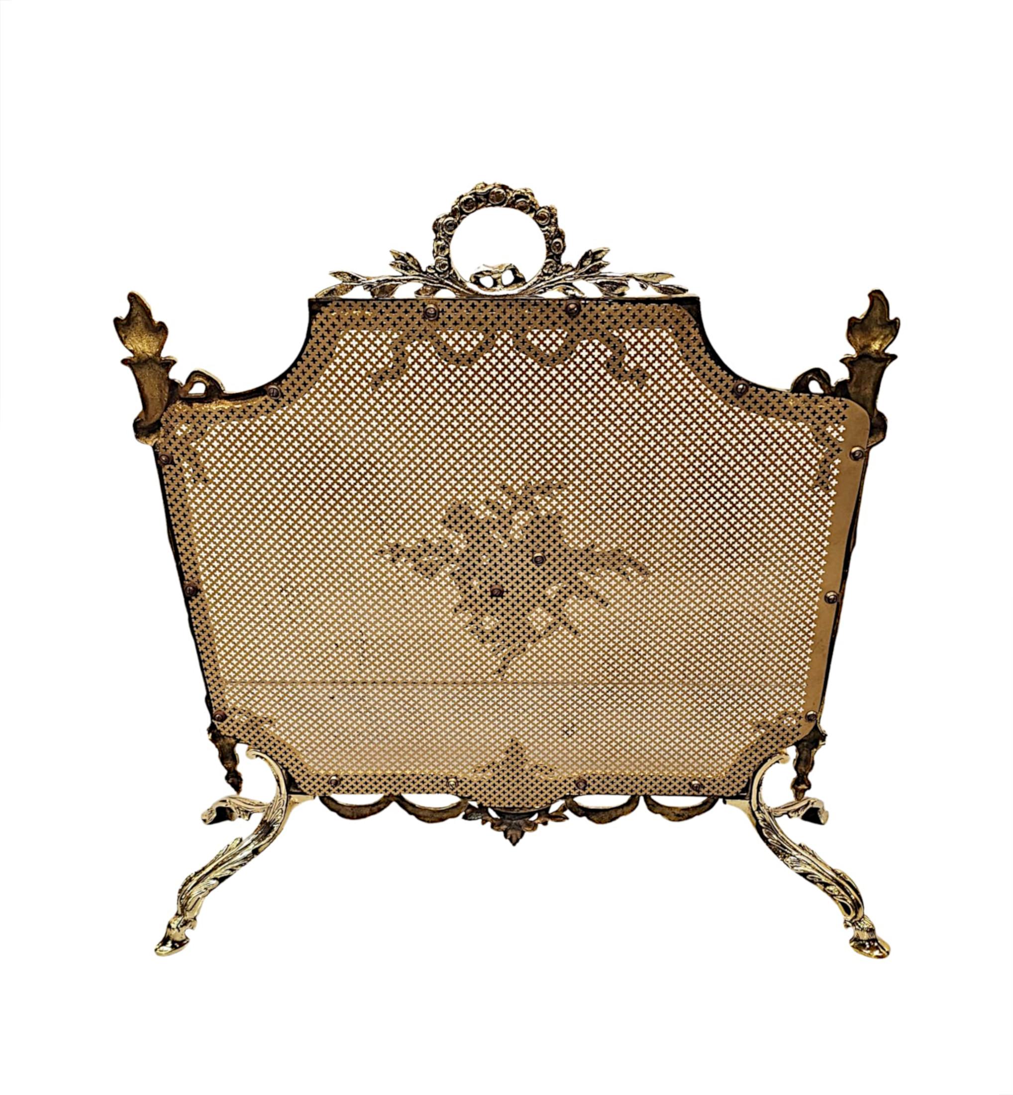 19th Century Fully Restored Brass Fire Screen For Sale 1