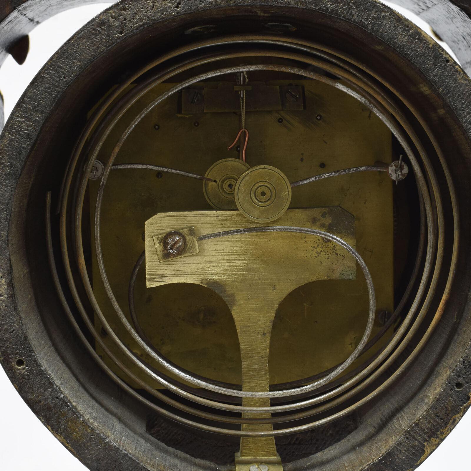 Horloge à colonne fonctionnelle du 19ème siècle : Horloge de cheminée ancienne avec portique - 1G03 en vente 3