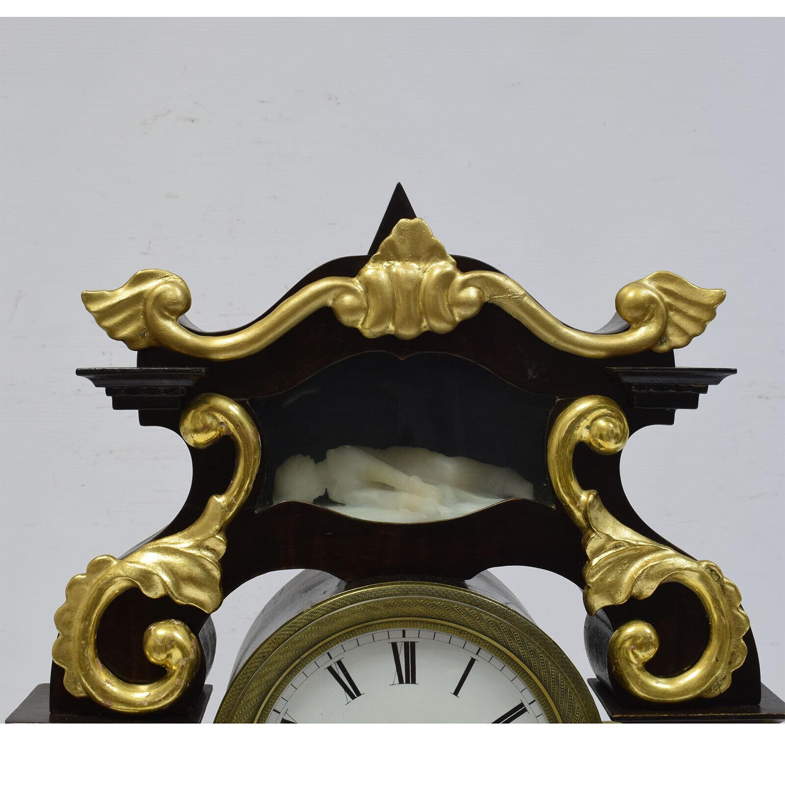 19th Century Functional Column Clock, Antique Mantel Clock with Portico, 1G03 For Sale 1