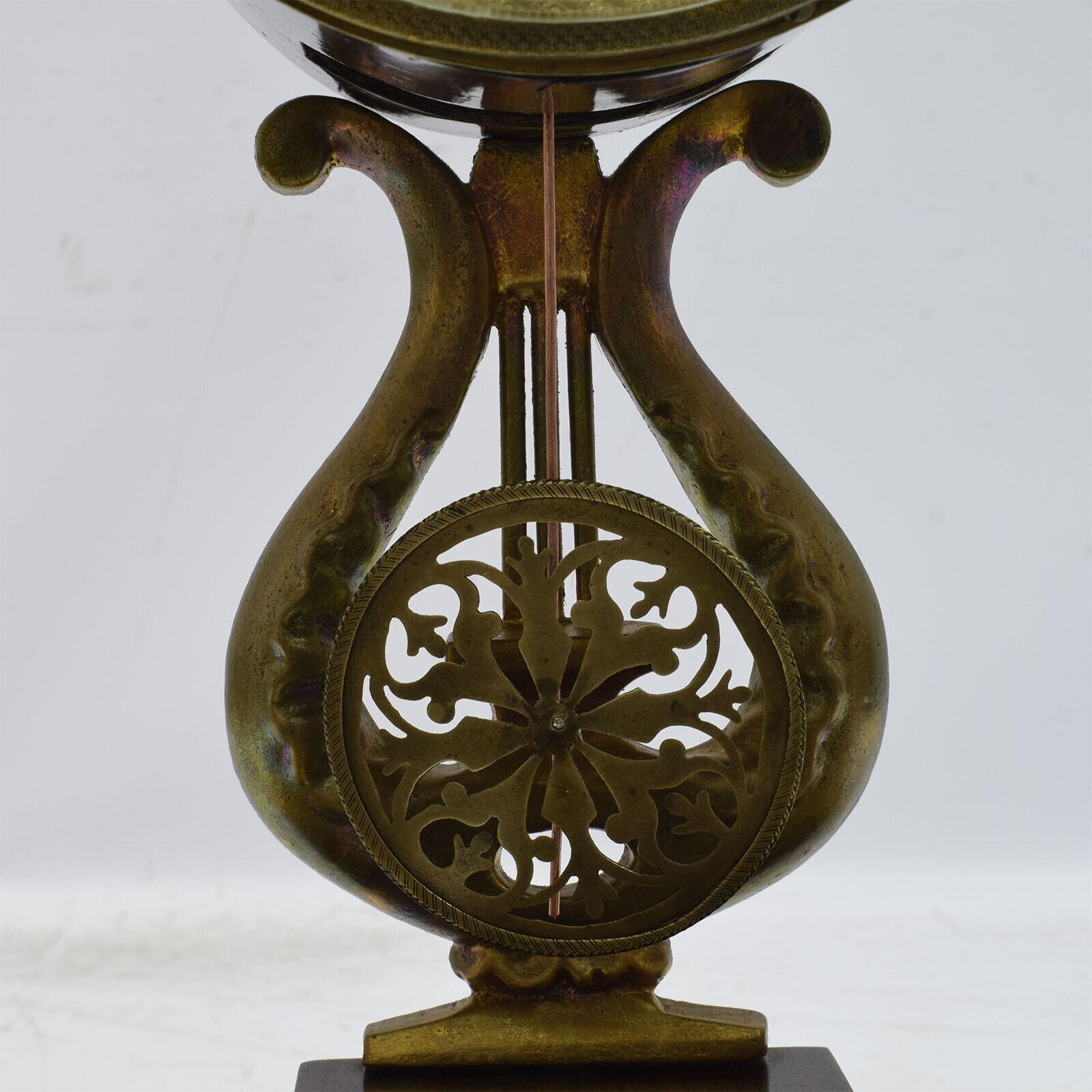 Horloge à colonne fonctionnelle du 19ème siècle : Horloge de cheminée ancienne avec portique - 1G03 en vente 1