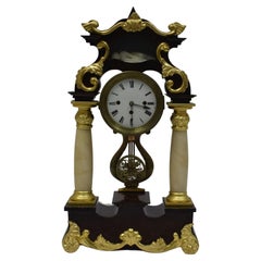 19th Century Functional Column Clock, Antique Mantel Clock with Portico, 1G03