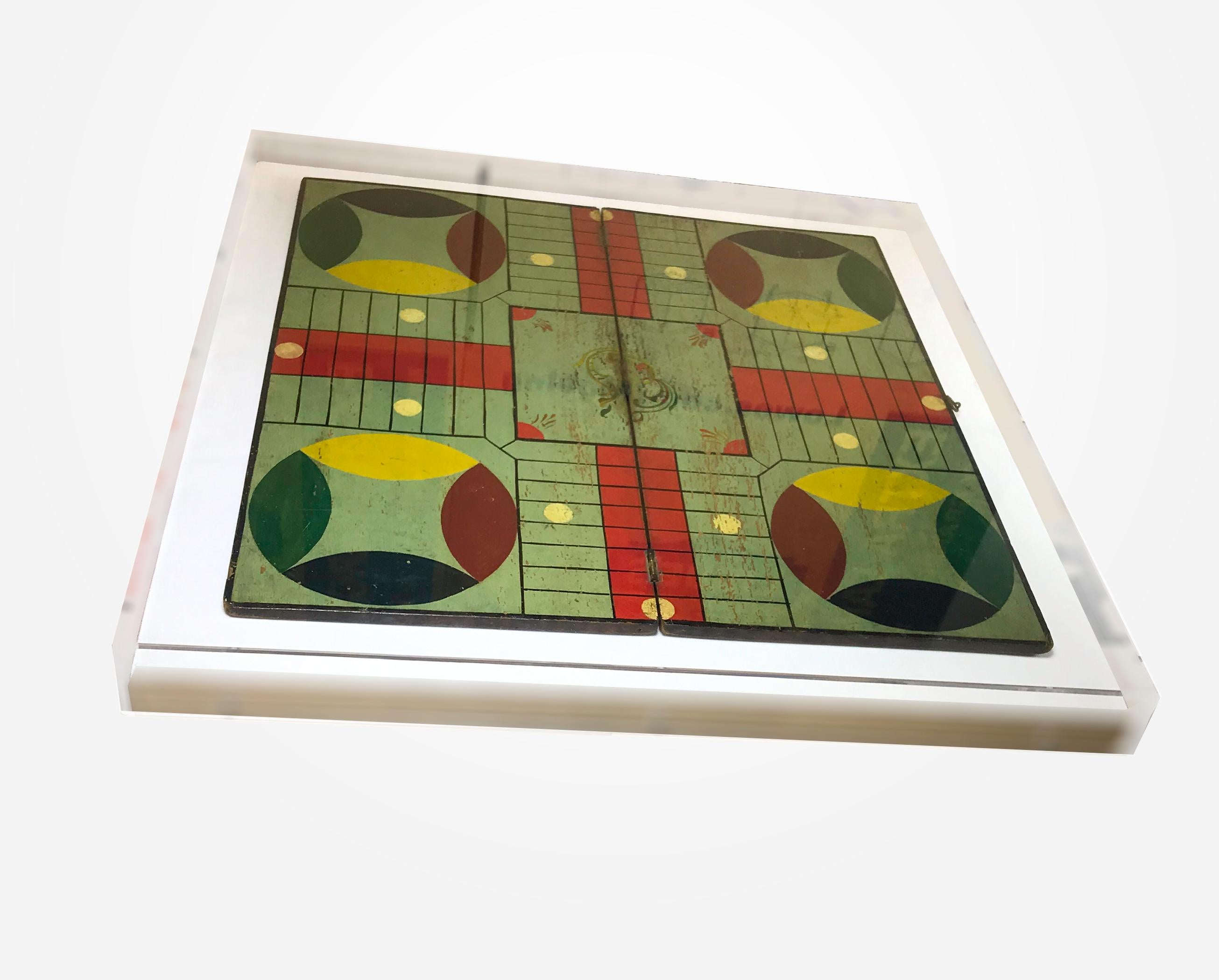 North American 19th Century Game Board Board Mounted in Lucite