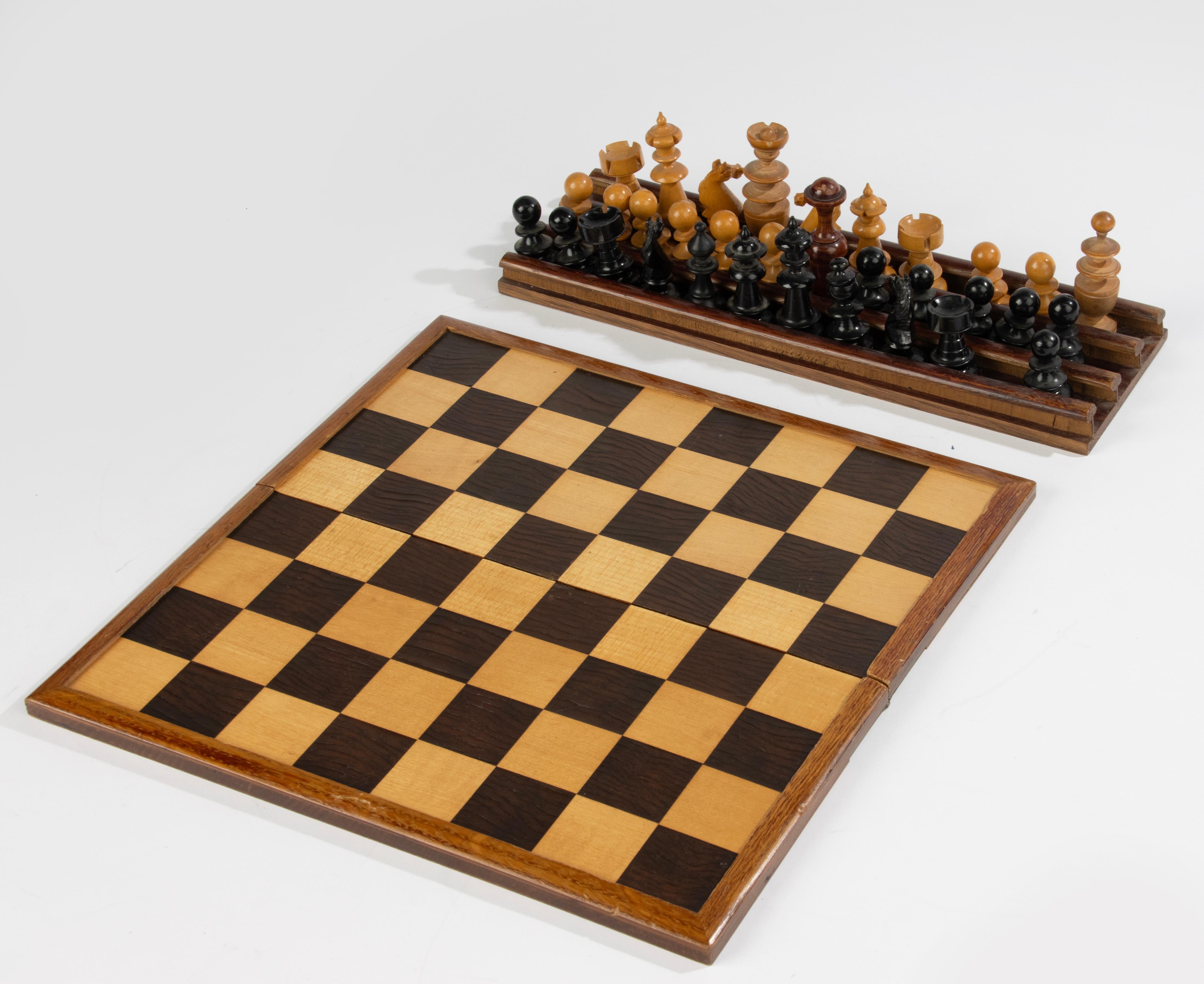 Late 19th Century 19th Century Game Box - Oak - Chess and Checkers - Dominoes For Sale