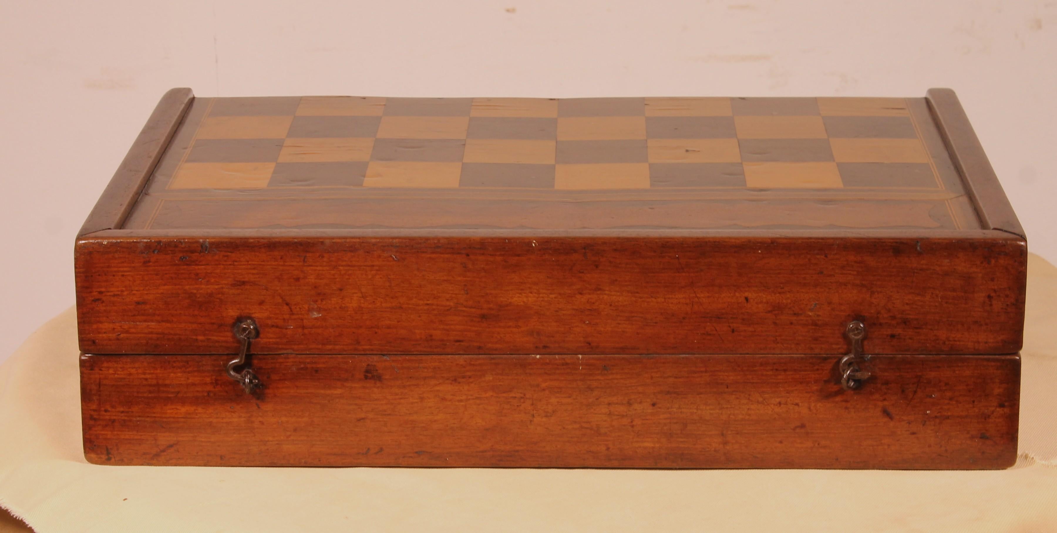 Aesthetic Movement 19th Century Games Box In Walnut And Boxwood For Sale