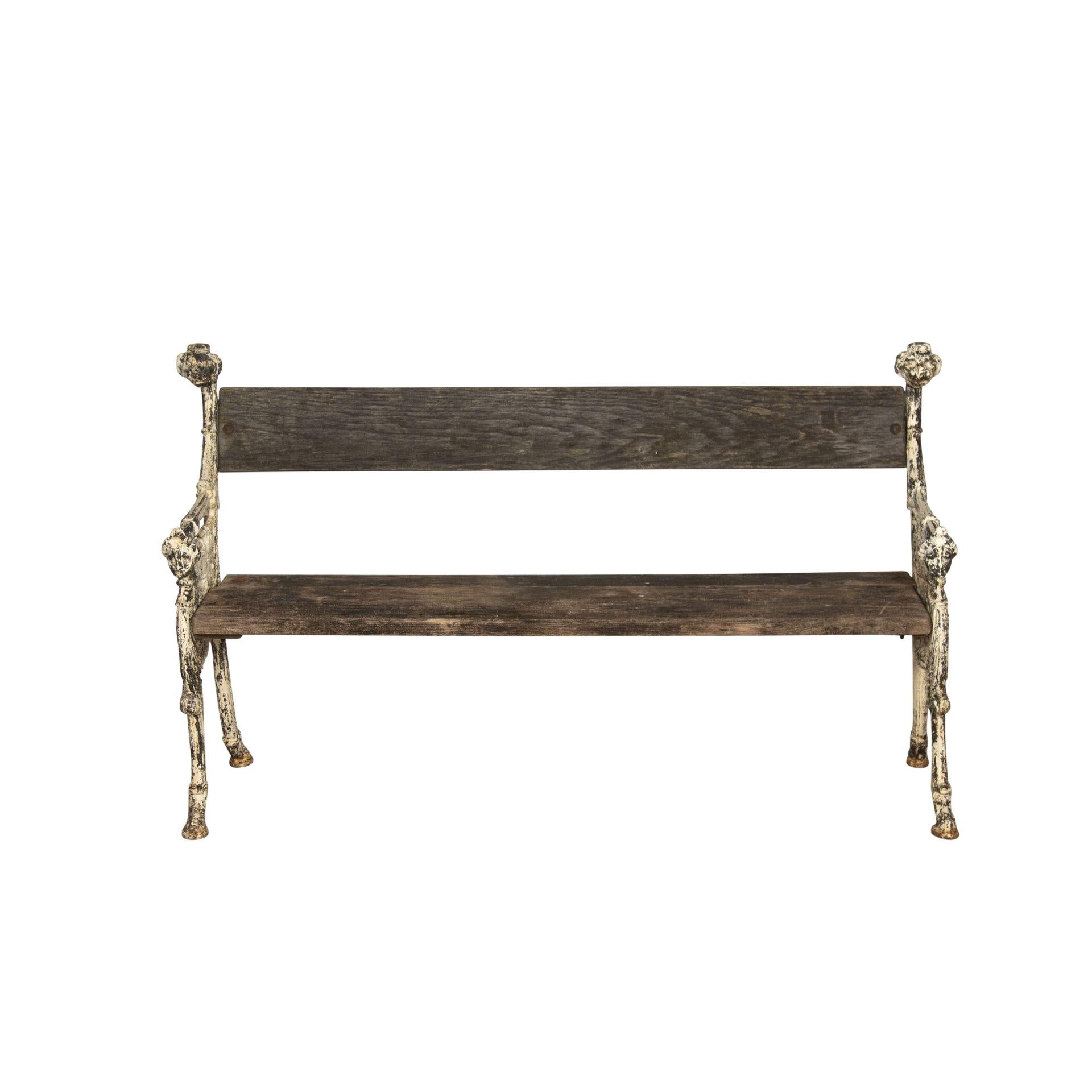 19th century exceptional quality garden bench with original patina.