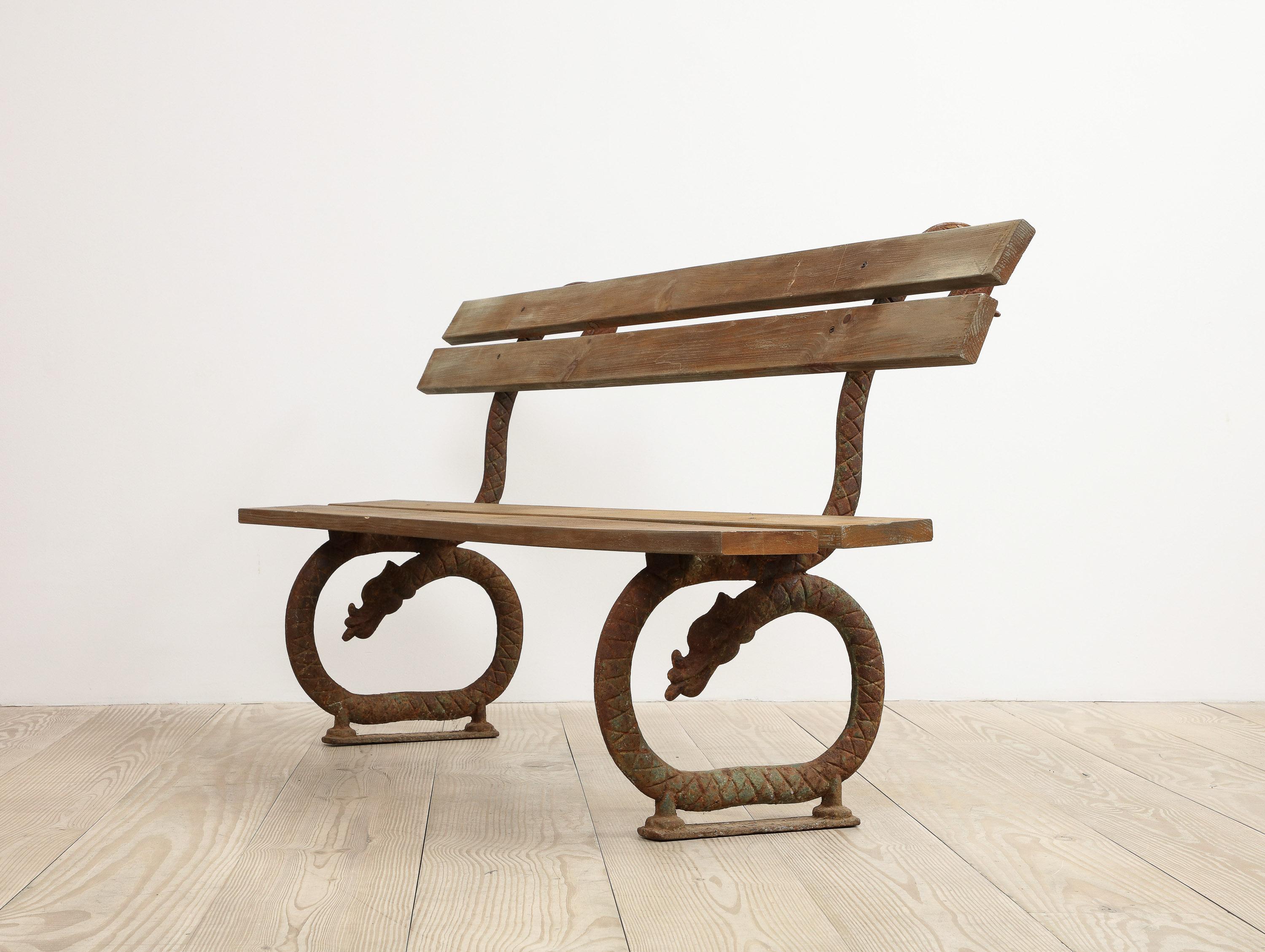19th Century Garden Bench with Dragons, Origin, Sweden, circa 1850 3
