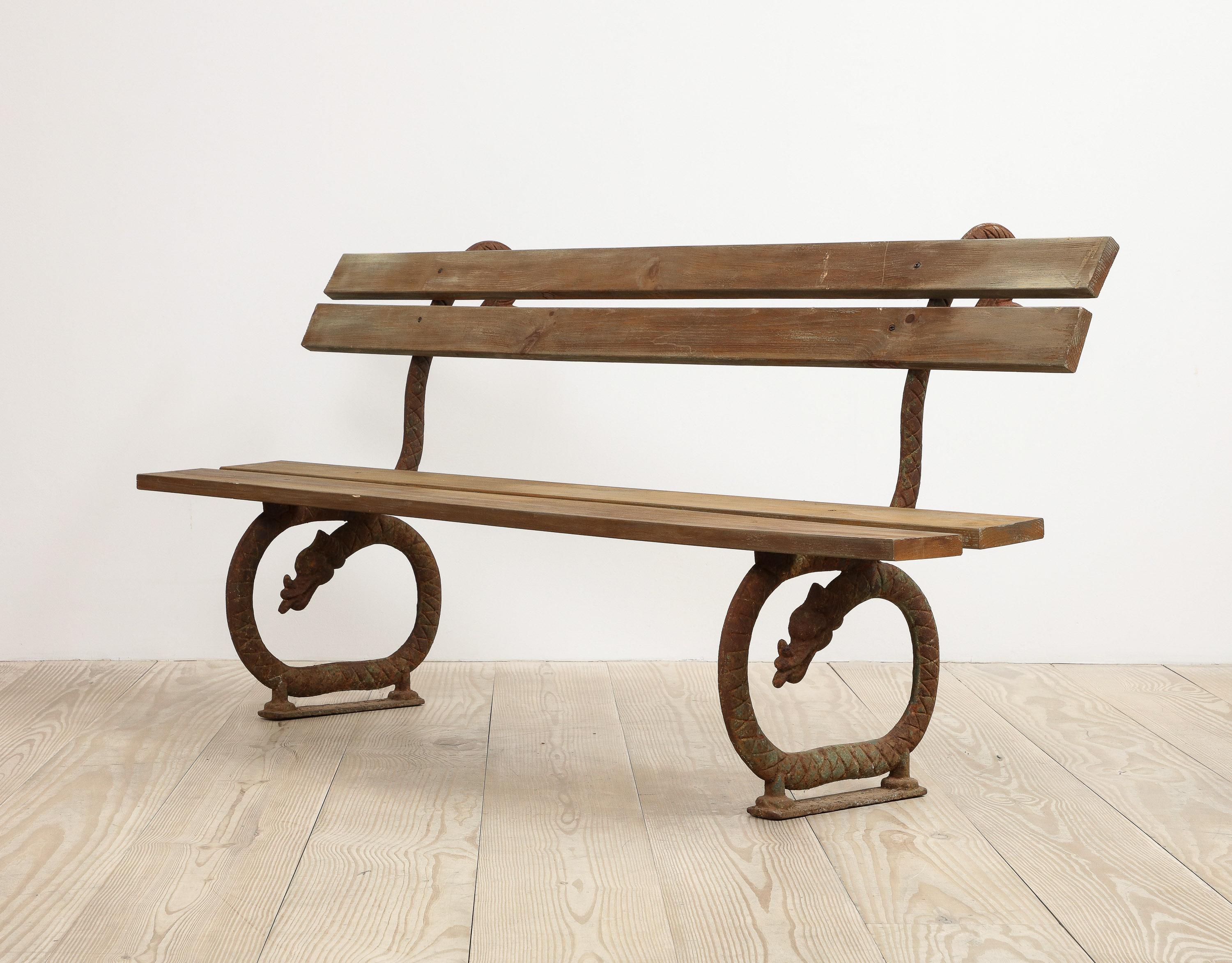 19th Century Garden Bench with Dragons, Origin, Sweden, circa 1850 For Sale 6