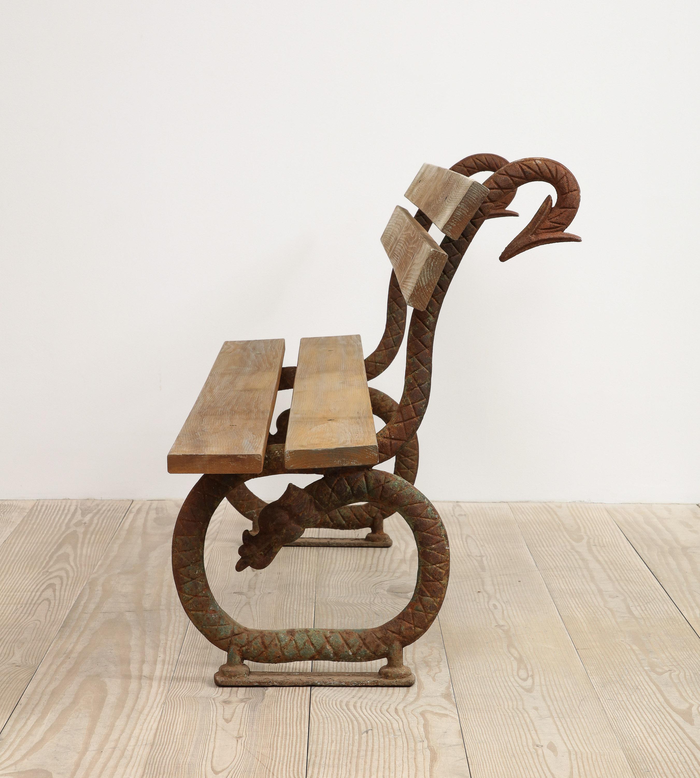 19th Century Garden Bench with Dragons, Origin, Sweden, circa 1850 1