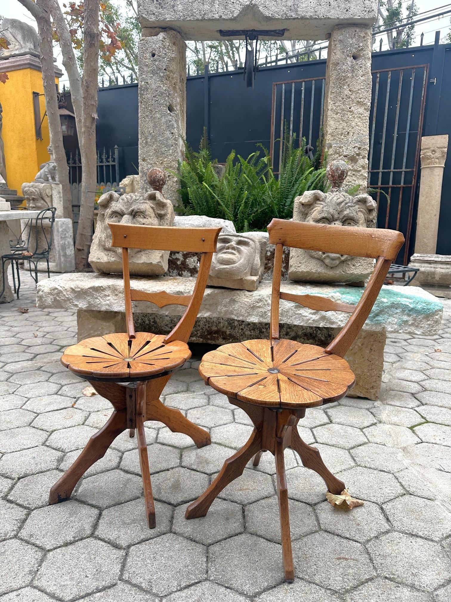 French 19th Century Garden Patio kitchen Chairs side hallway seats Los Angeles Antiques For Sale