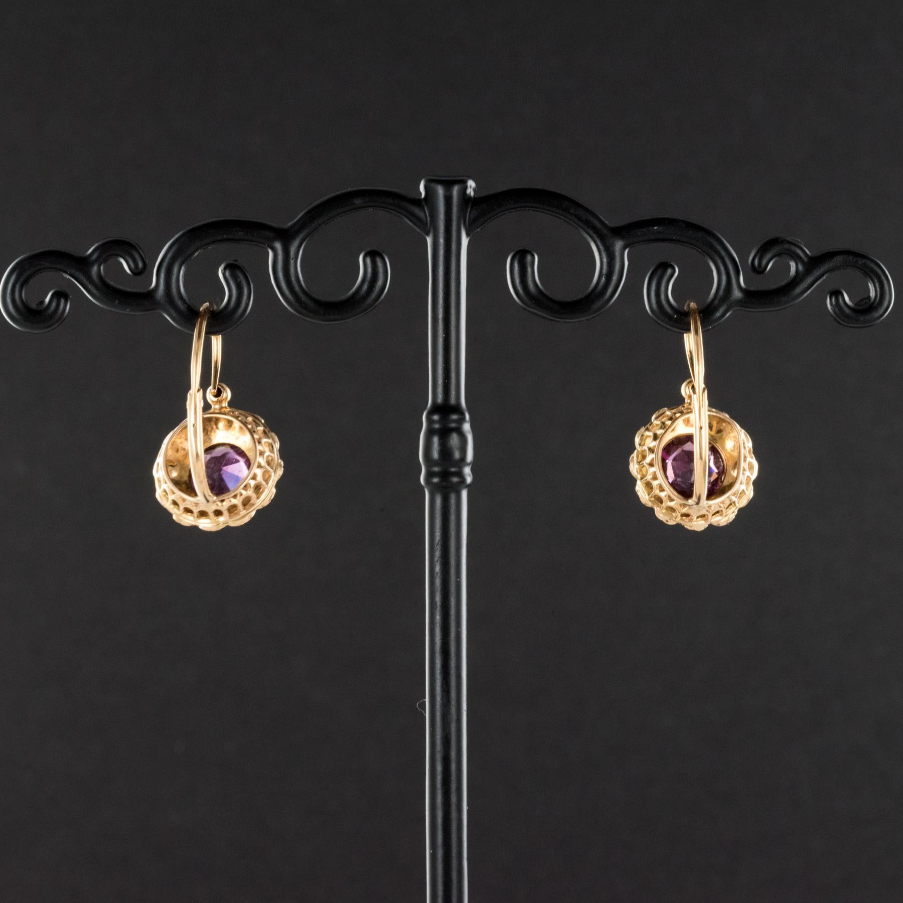 19th Century Garnet Natural Pearl Sleepers Earrings 1