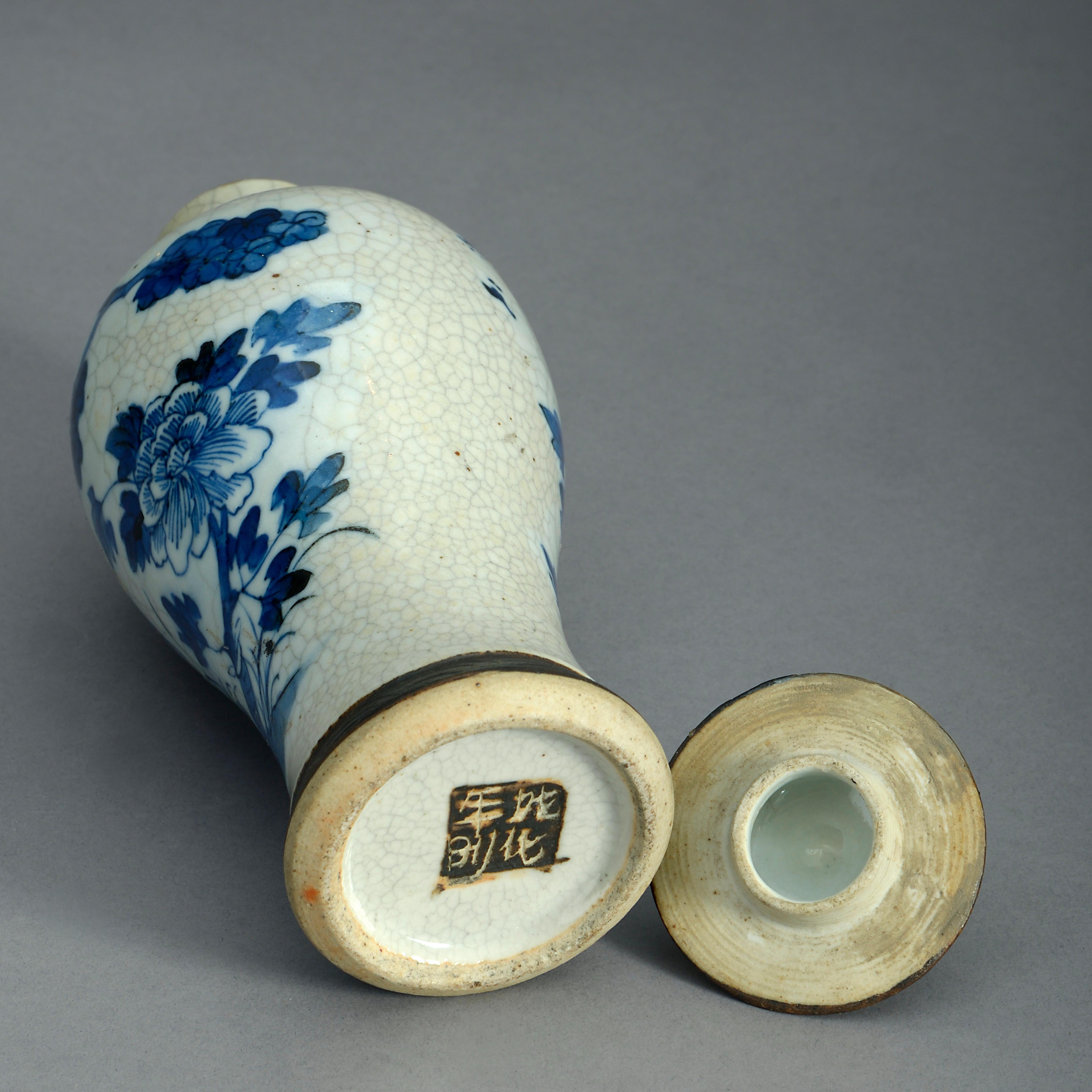 Chinese 19th Century Garniture of Five Crackle Glazed Vases