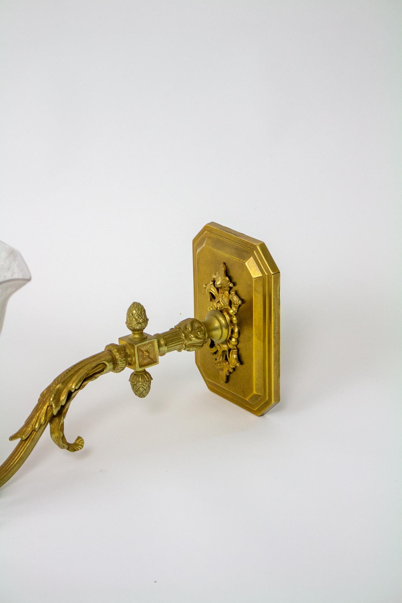 19th Century Gas Wall Sconces with Crystal Prisms, a Pair In Excellent Condition For Sale In Canton, MA