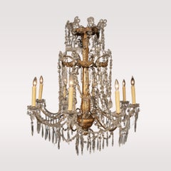 Genovese Kristall-Giltwood-Kronleuchter aus dem 19.