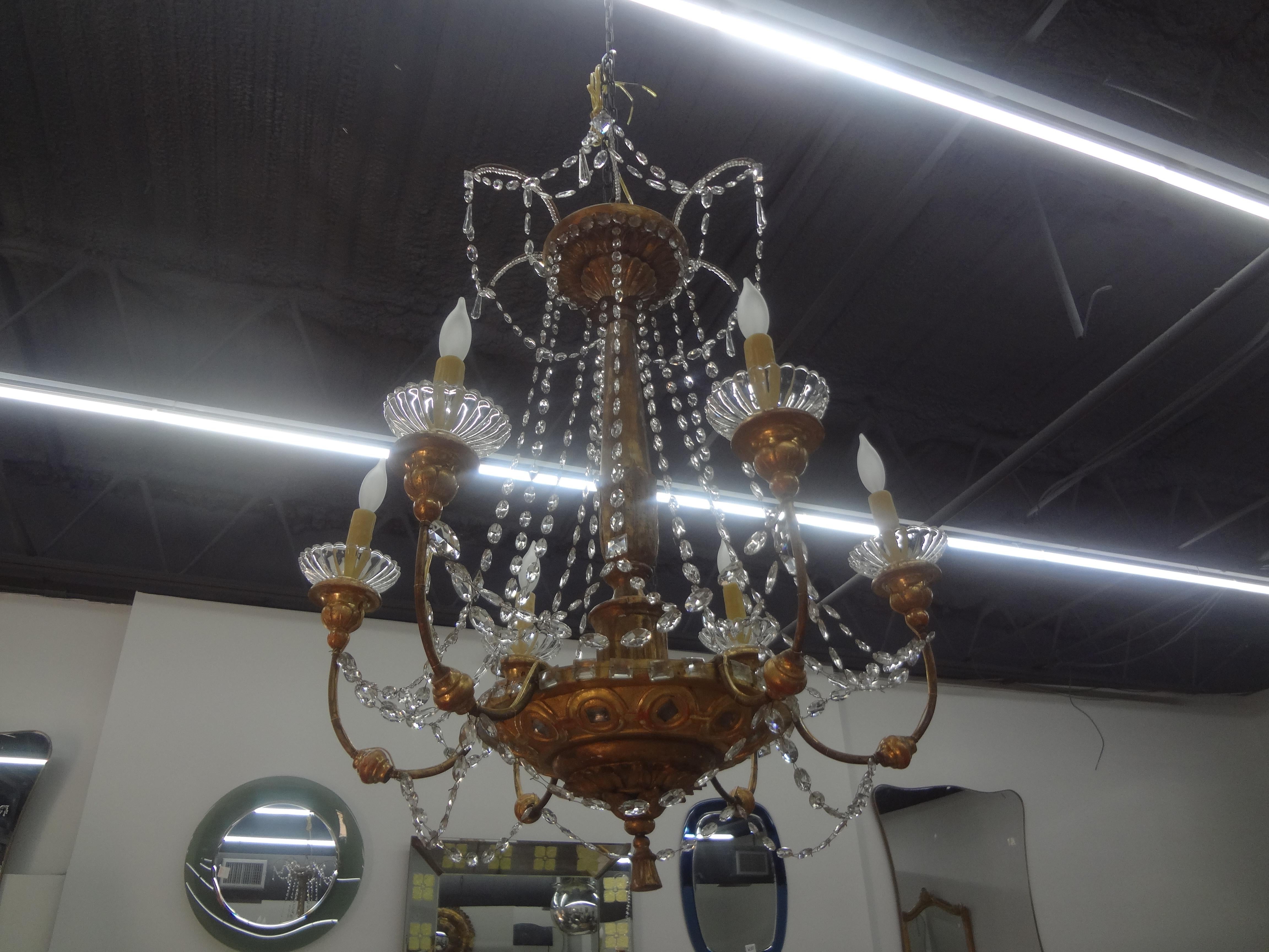 19th Century Genovese Giltwood and Crystal Chandelier In Good Condition For Sale In Houston, TX