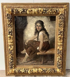 Genre-Gemälde der Beaux Arts des 19. Jahrhunderts  Das Pik-Ass" von J. L. Rónay