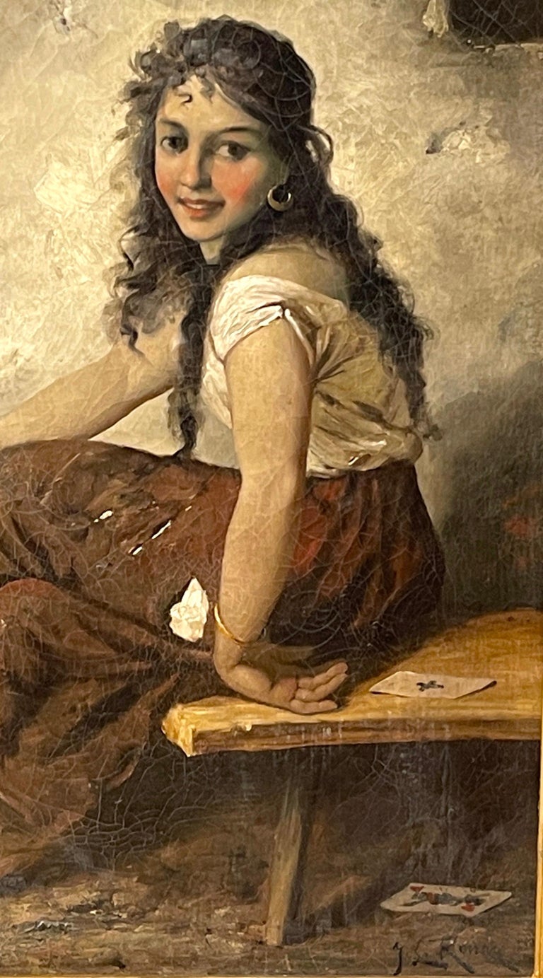 19th Century Genre Beaux Arts Painting 'The Ace of Spades' by J. L