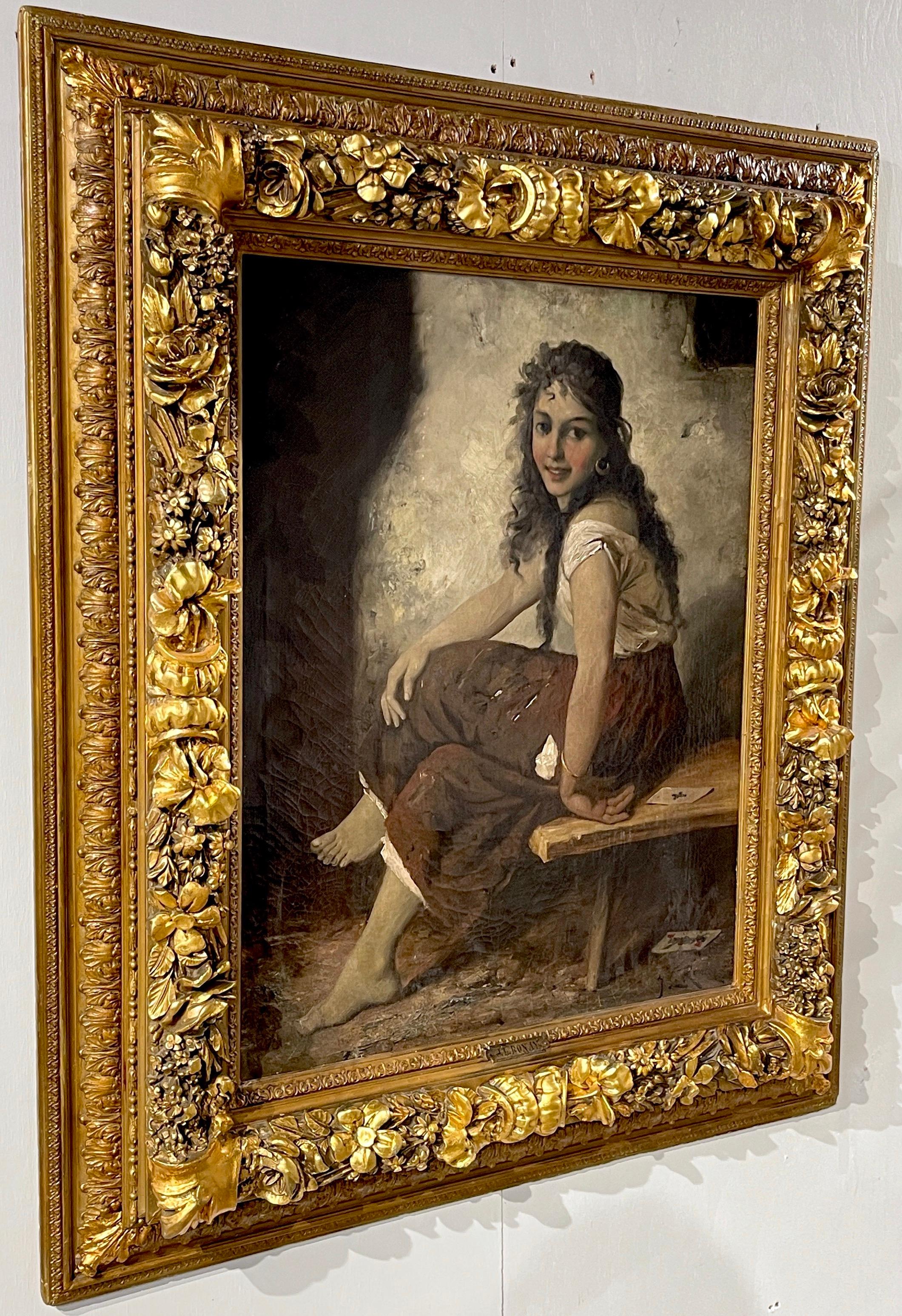19th Century Genre Beaux Arts Painting 'The Ace of Spades' by J. L. Rónay For Sale 3