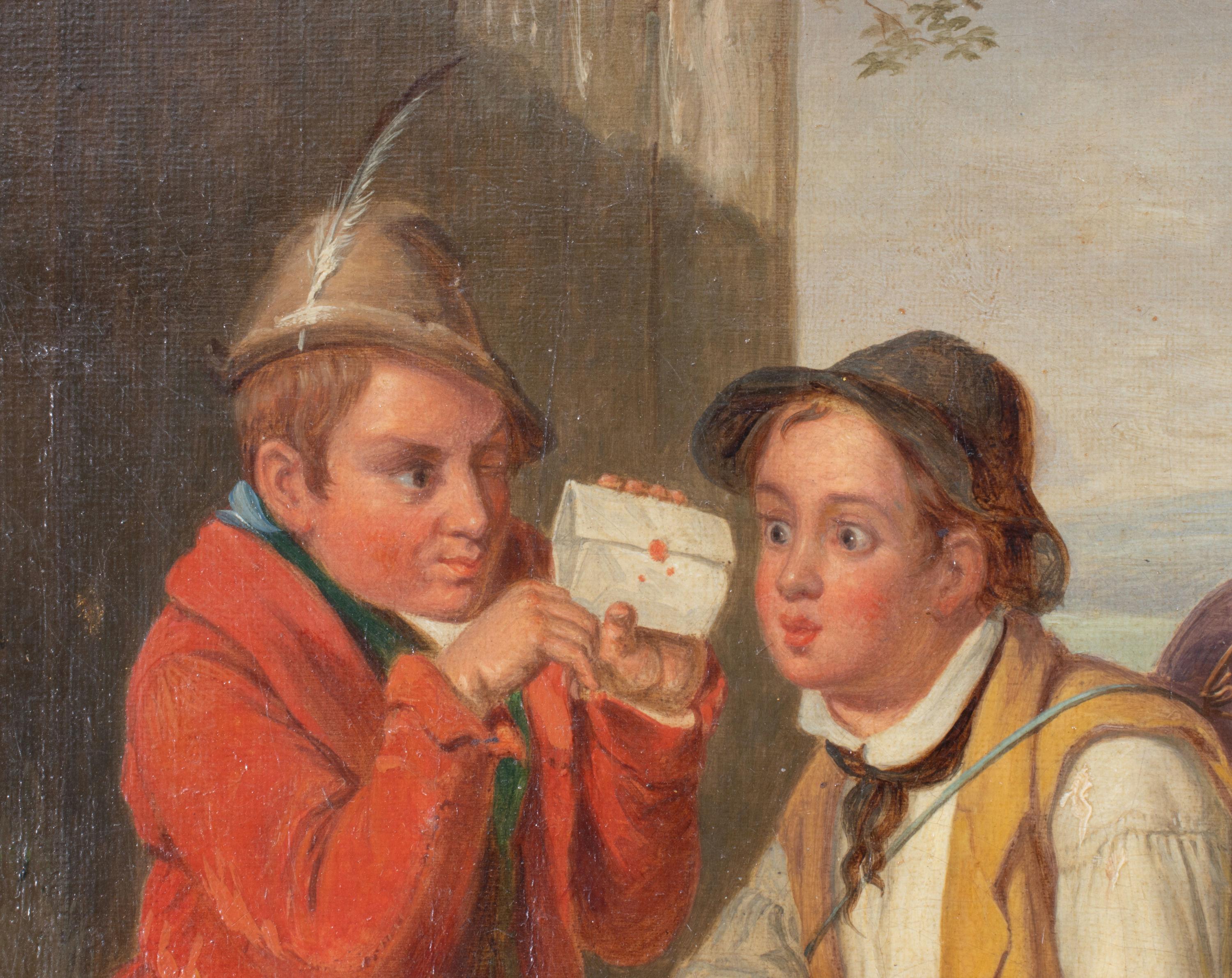Victorien Huile sur toile du 19ème siècle attribuée à Thomas Webster en vente