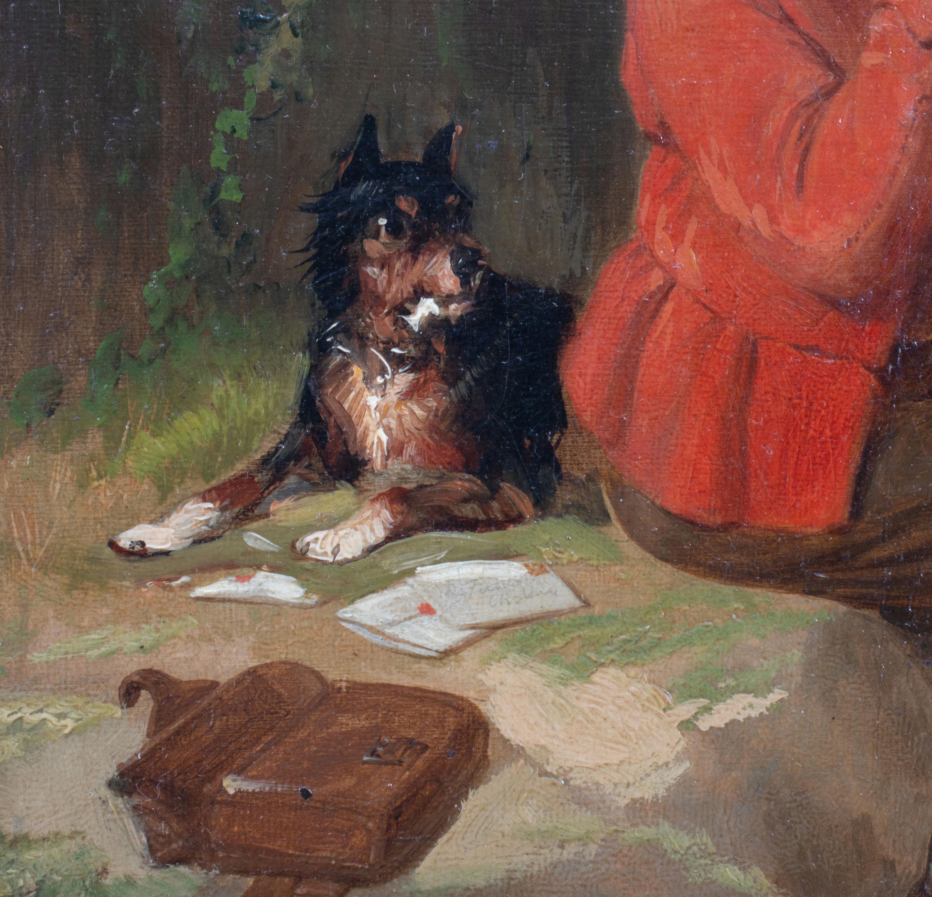 Peint à la main Huile sur toile du 19ème siècle attribuée à Thomas Webster en vente