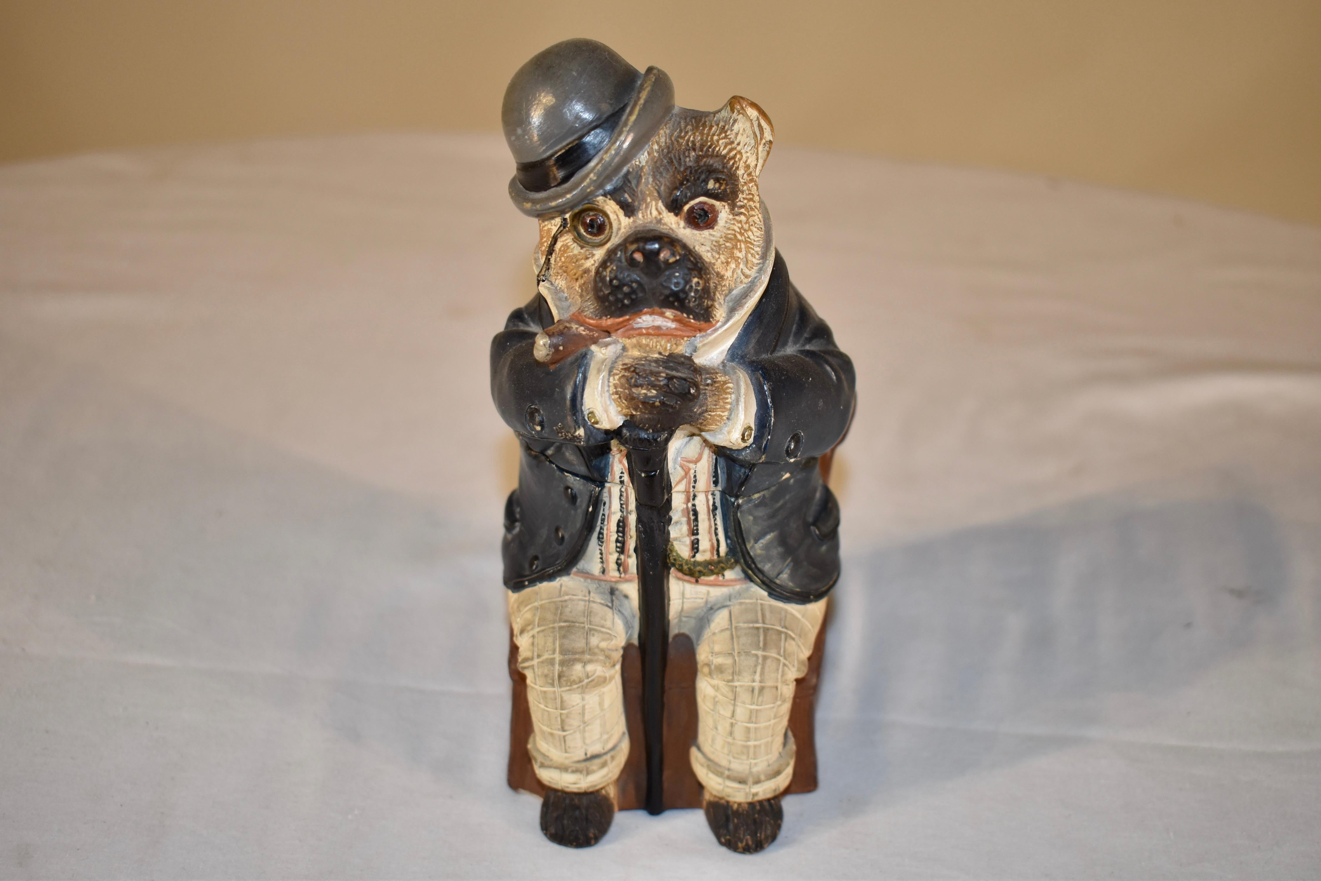 19th Century Gentleman Bulldog Tobacco Jar In Good Condition In High Point, NC