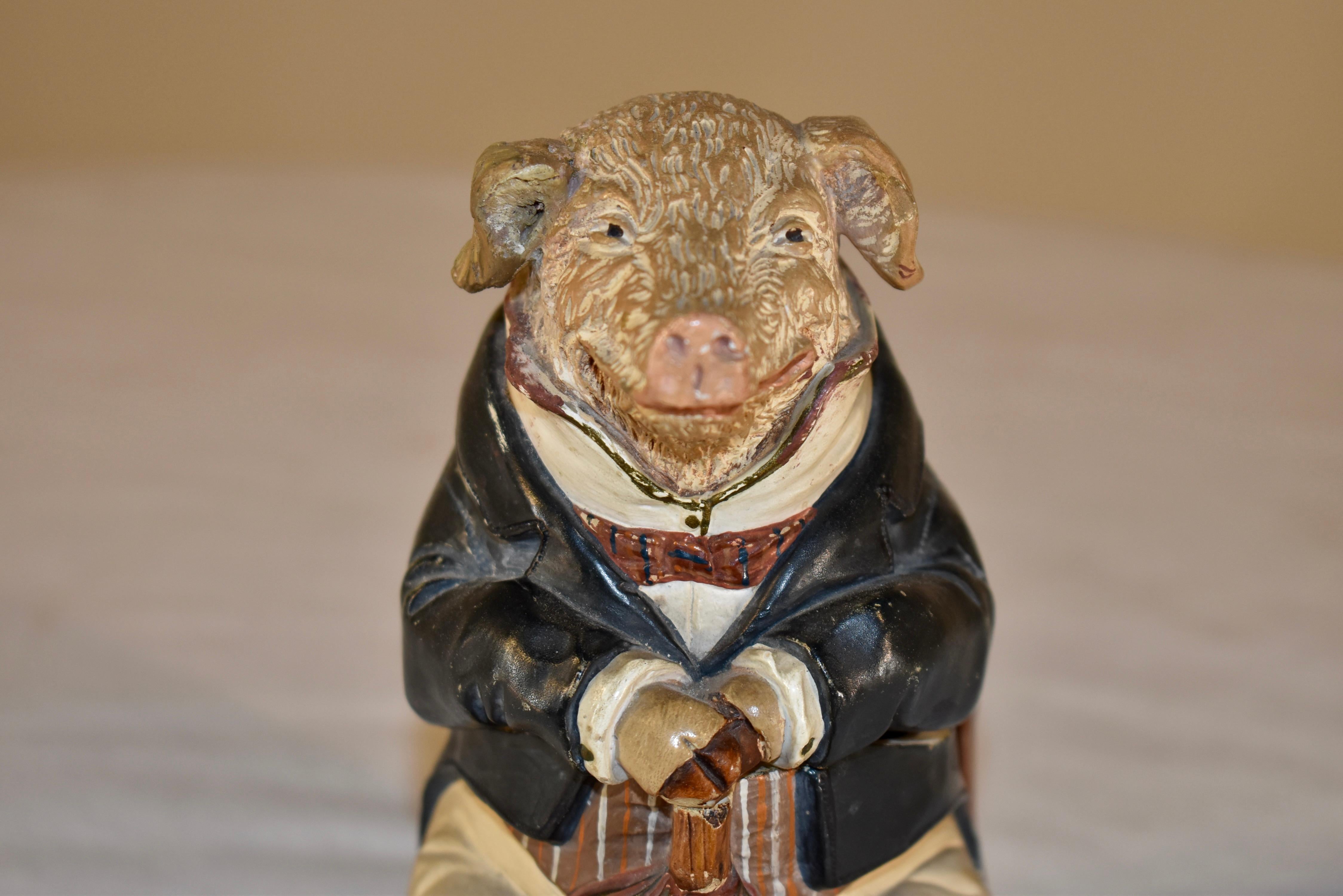 19th Century Gentleman Pig Tobacco Jar For Sale 5