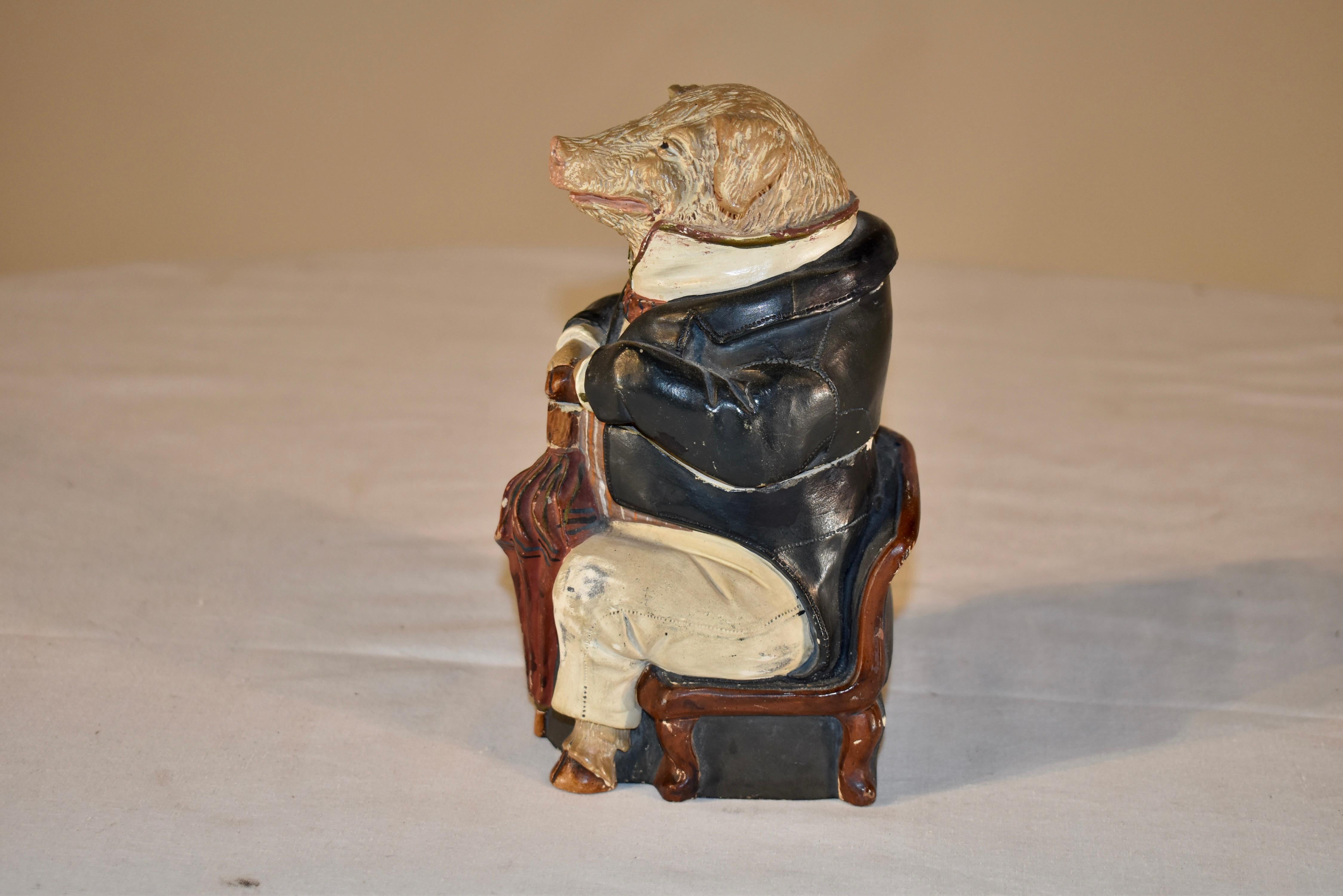Victorien Pot à tabac Gentleman Pig du 19ème siècle en vente