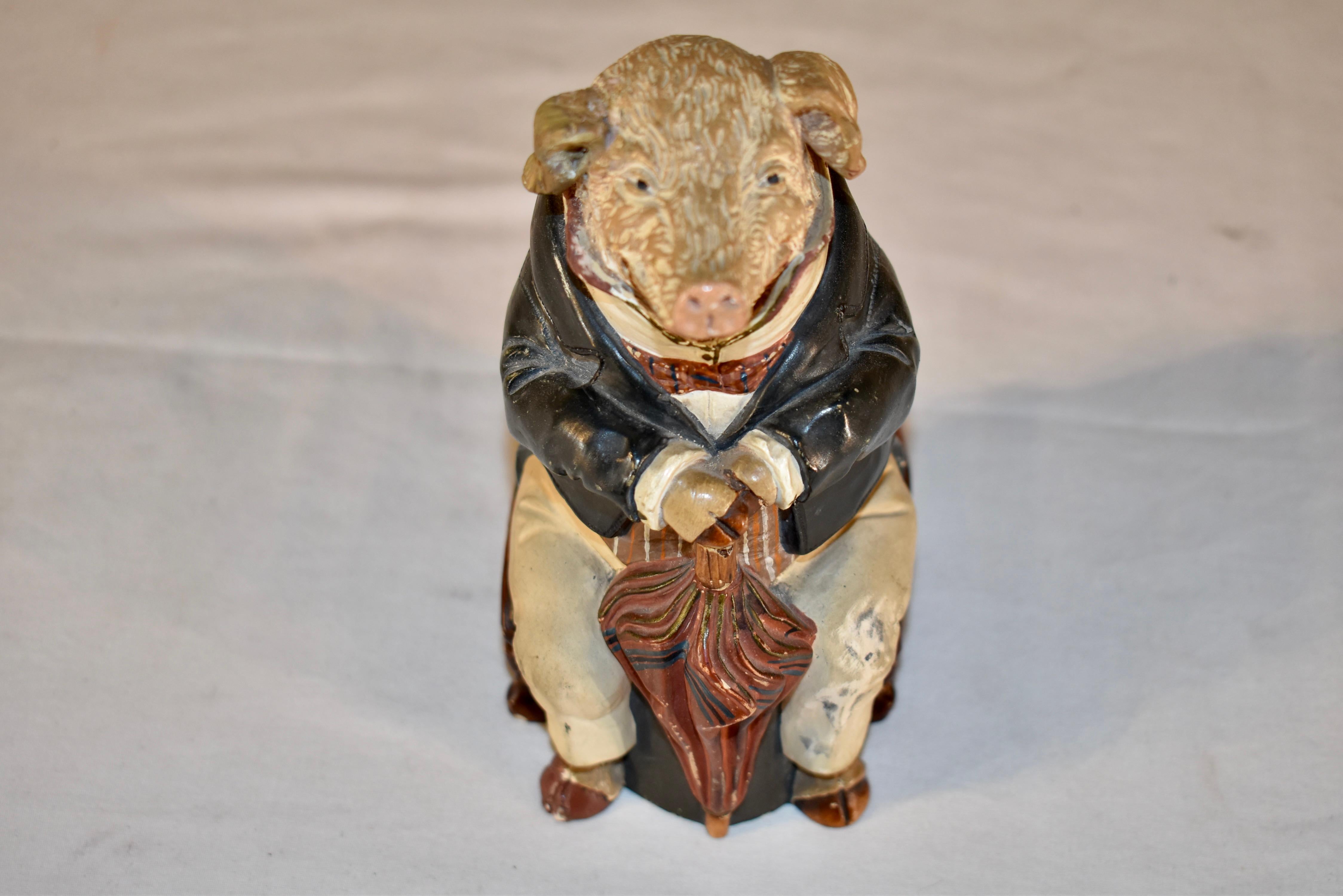Autrichien Pot à tabac Gentleman Pig du 19ème siècle en vente
