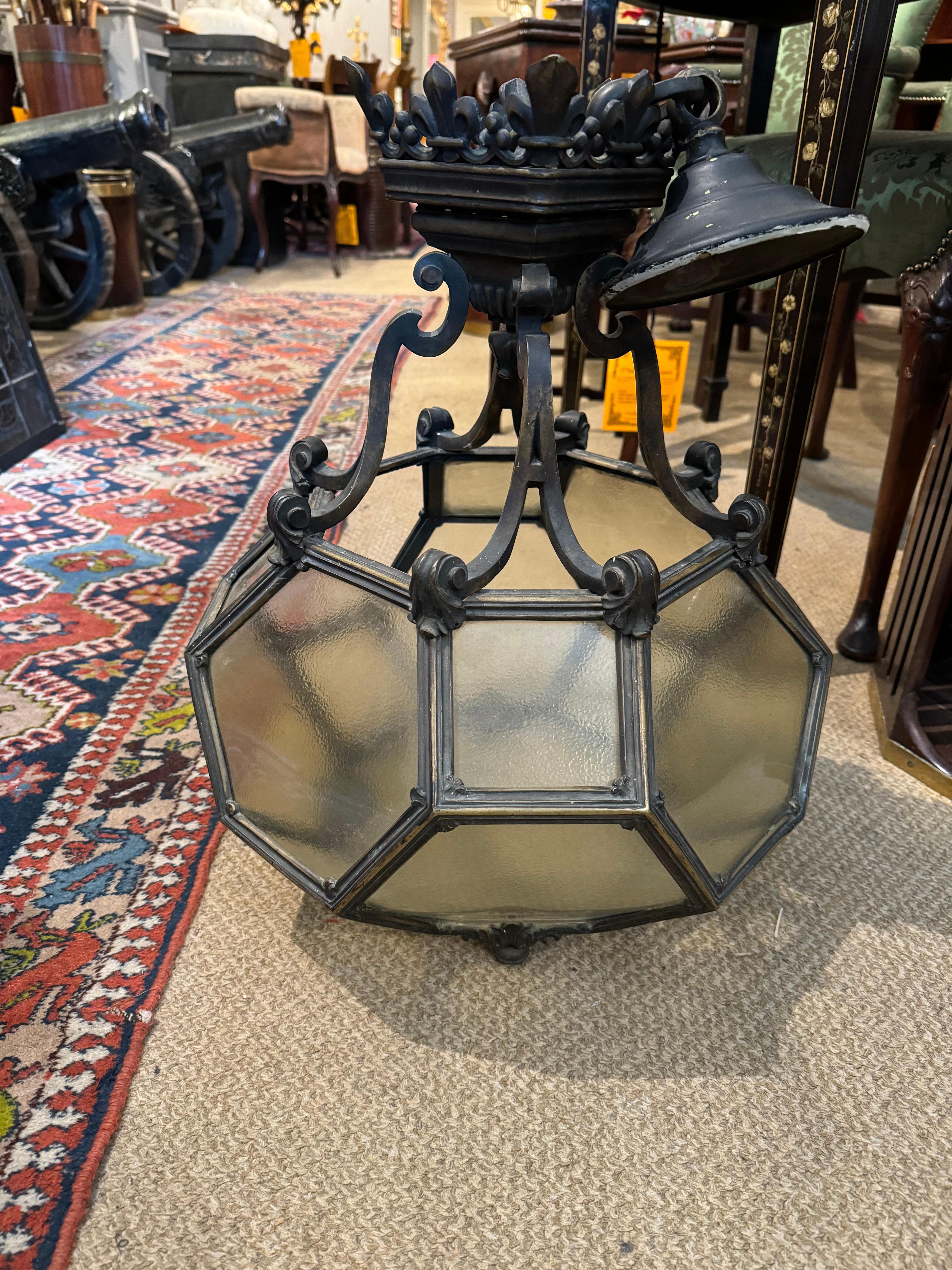 Regency 19th Century Geometric Brass Lantern For Sale