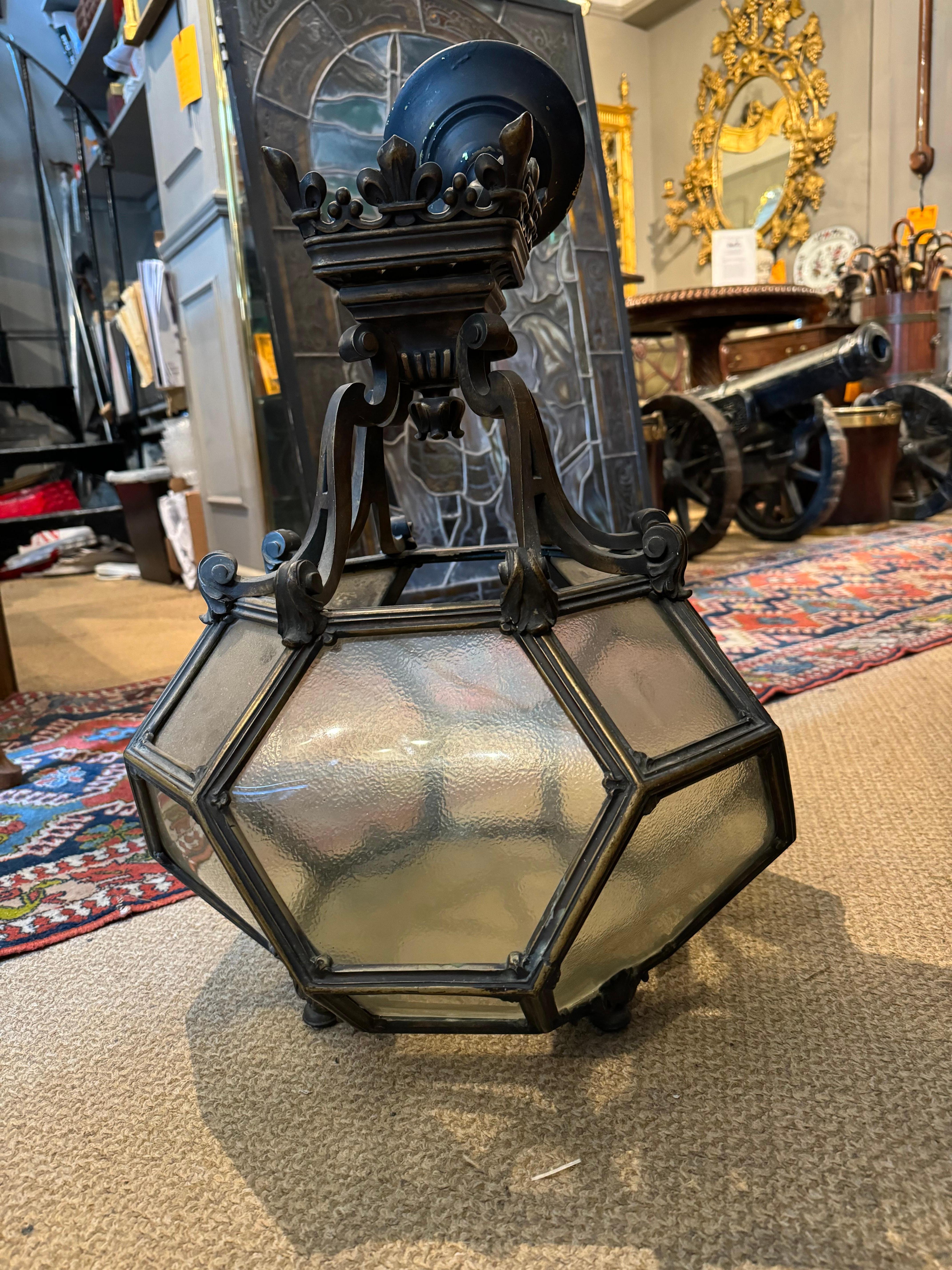 English 19th Century Geometric Brass Lantern For Sale