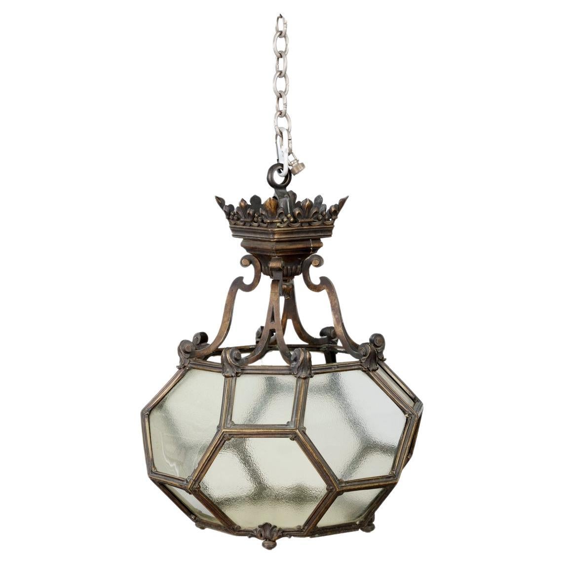 19th Century Geometric Brass Lantern For Sale