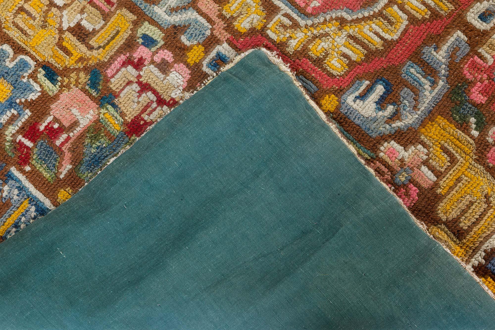19th Century Geometric Floral Needlework Carpet 3
