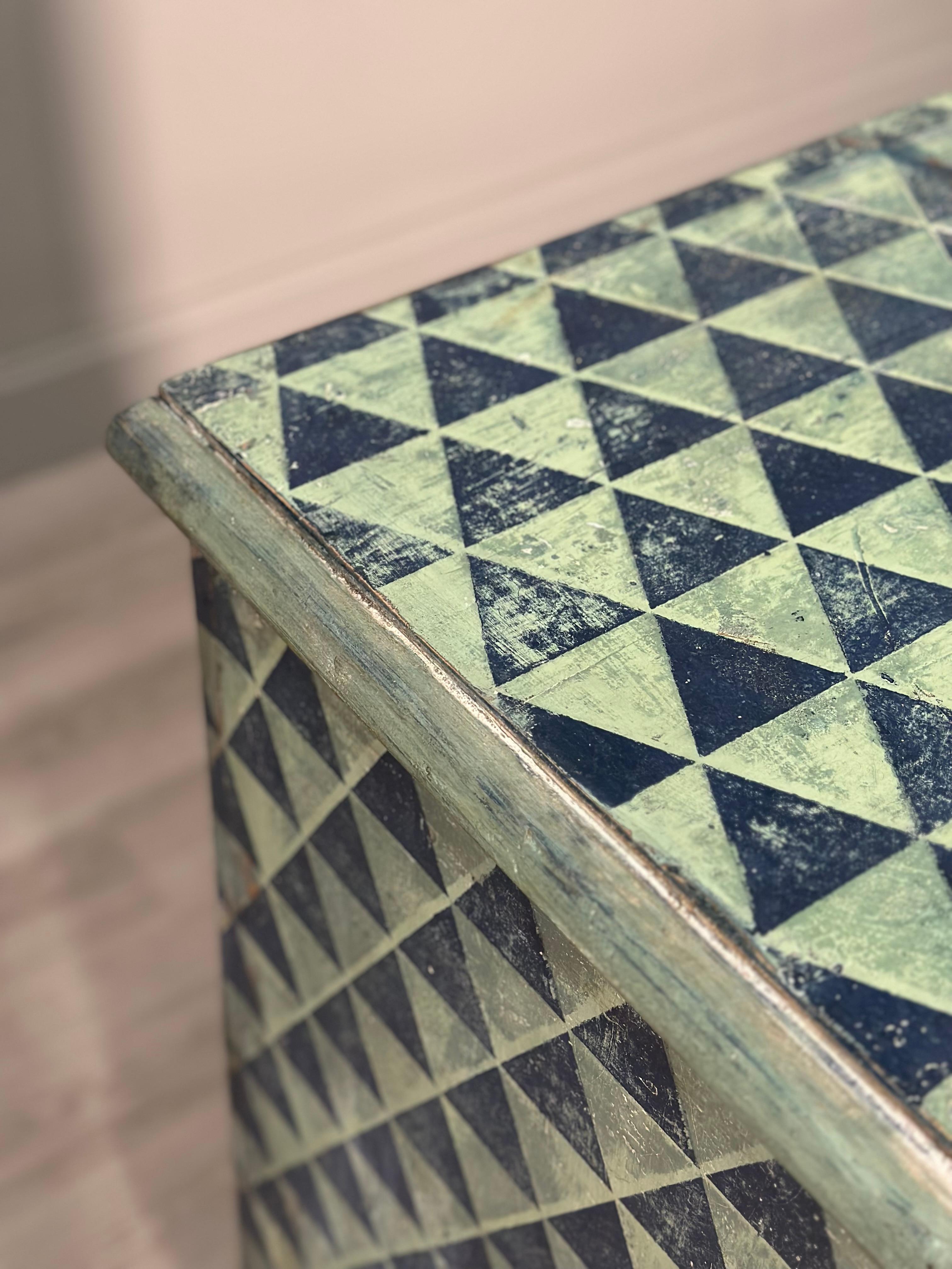 Late 19th Century 19th Century Geometric Painted Chest Of Drawers