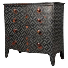 Antique 19th Century Geometric Painted Chest Of Drawers
