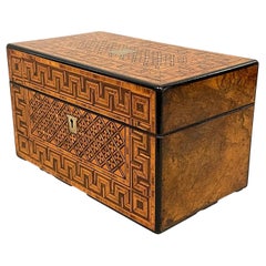 19th Century Geometrically Inlaid Double Chamber Tea Caddy