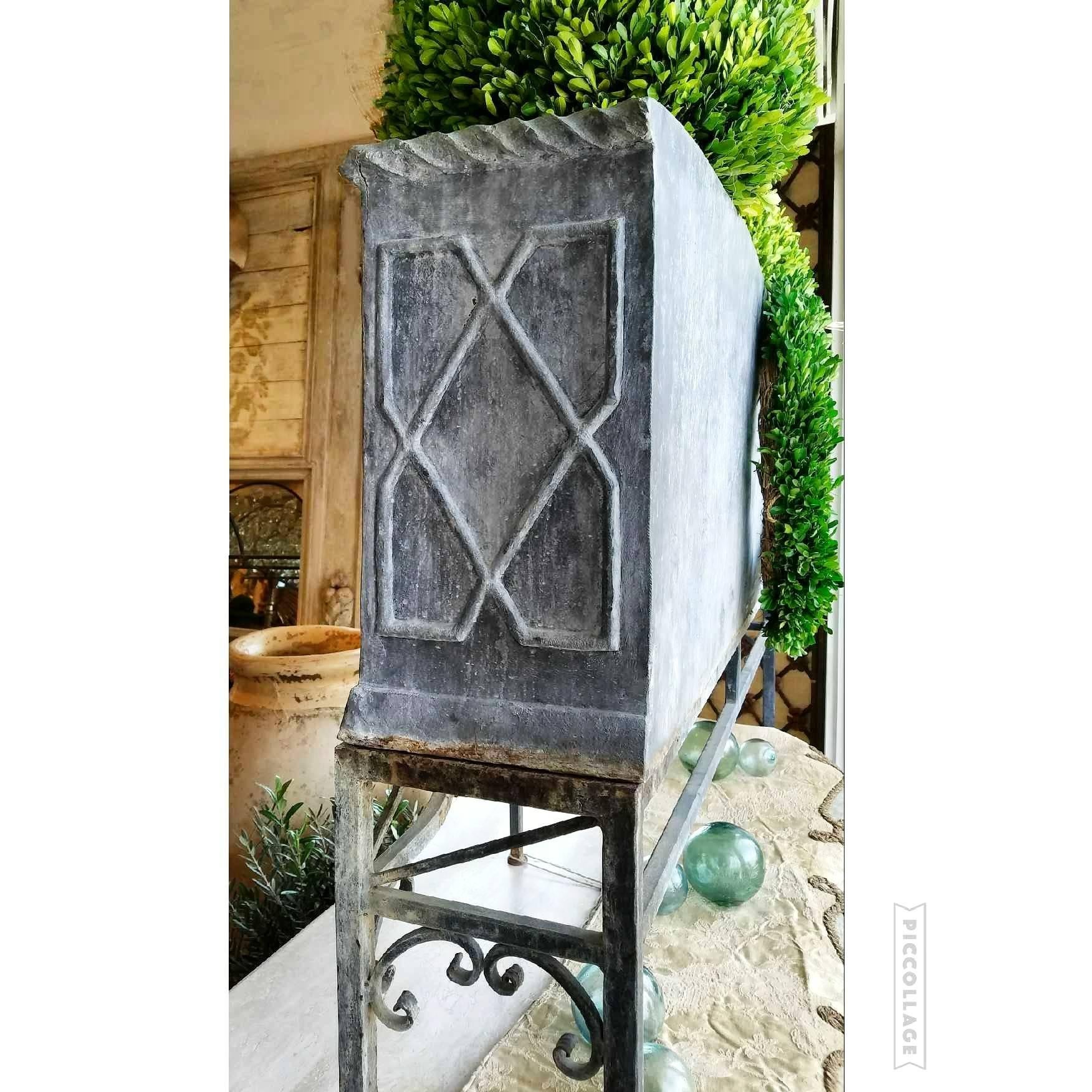 19th Century George 111 Serpentine Lead Planter on Iron Stand For Sale 7