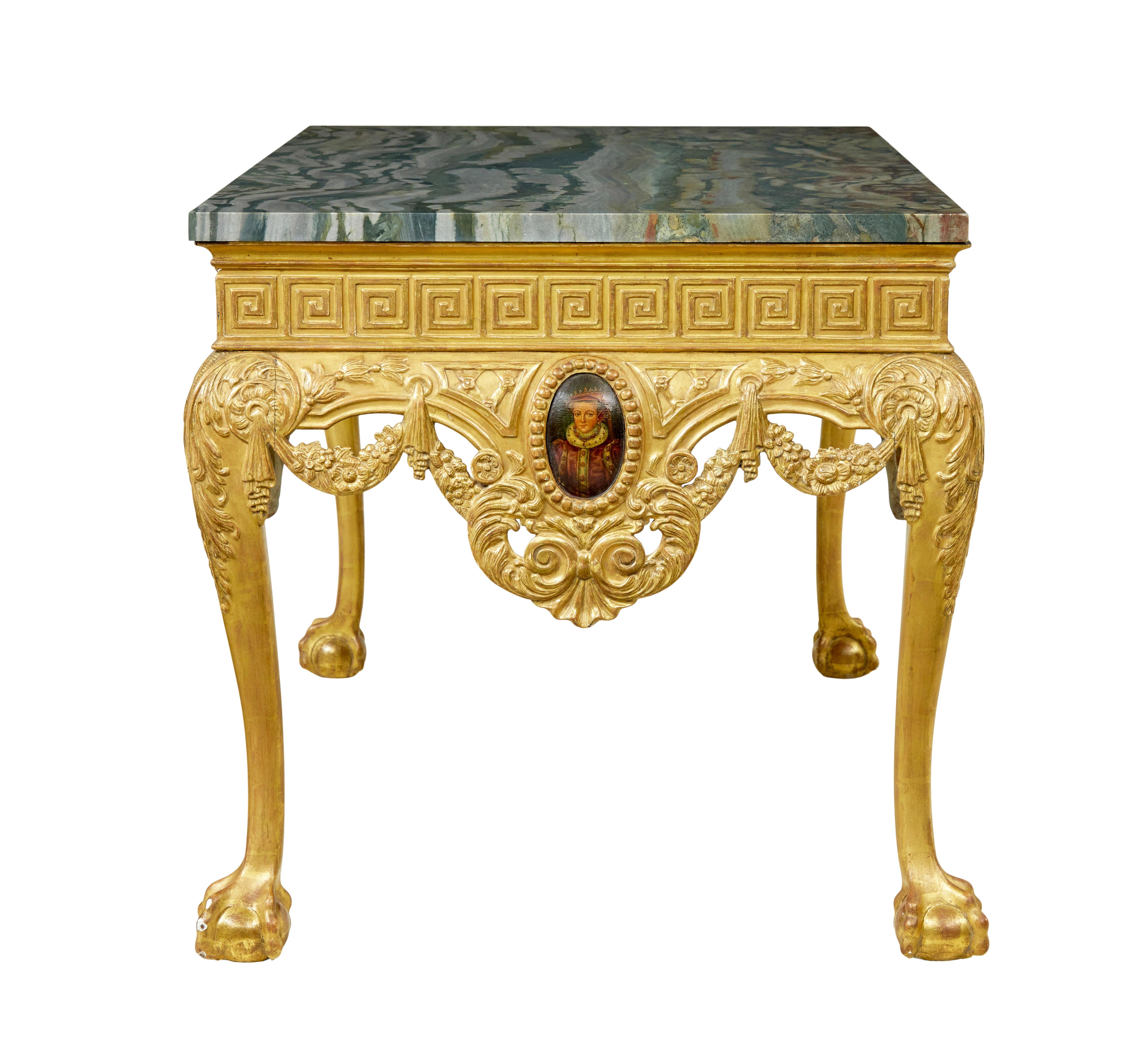 19th century George II influenced marble top center table In Good Condition For Sale In Debenham, Suffolk