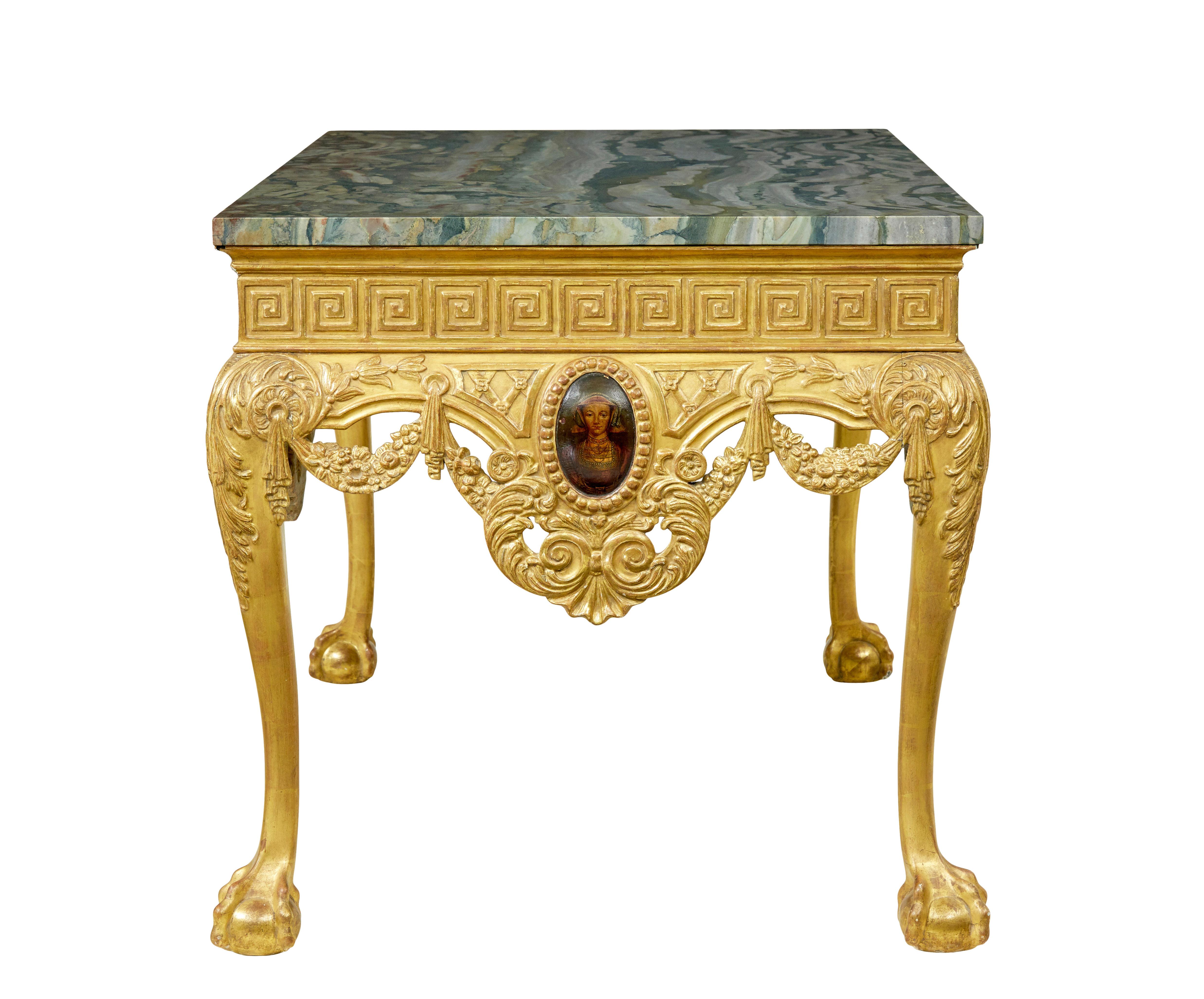 Marble 19th century George II influenced marble top center table For Sale